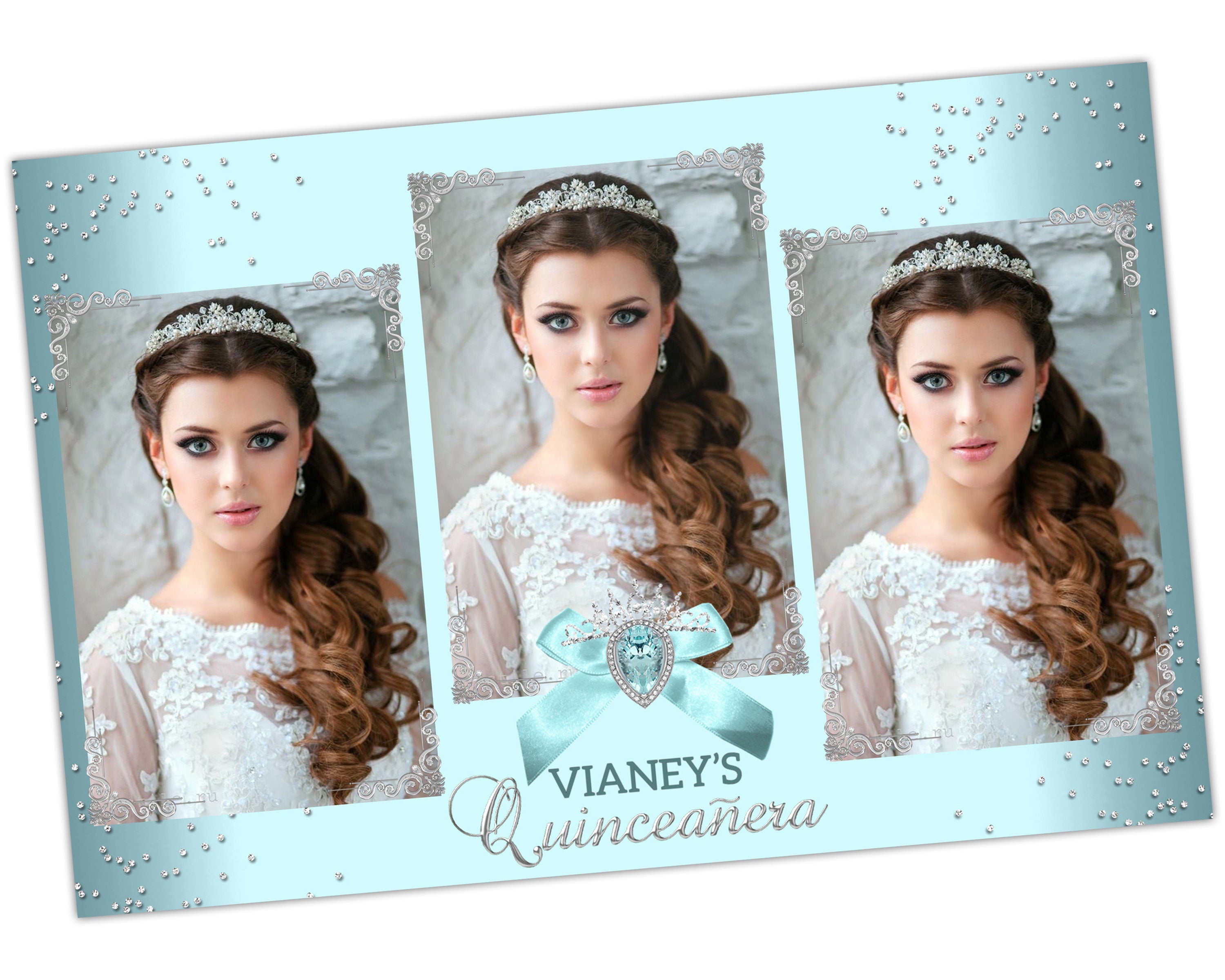 Photobooth Template Quinceanera Sweet Sixteen 16 Photobooth Template birthday photo booth 4x6 protrait sky blue