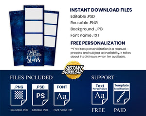 A Night Under The Stars, Night Party, Sweet 16 Photo Booth Template, Birthday Party, Blue Stars, Stars Photobooth Template, 1081