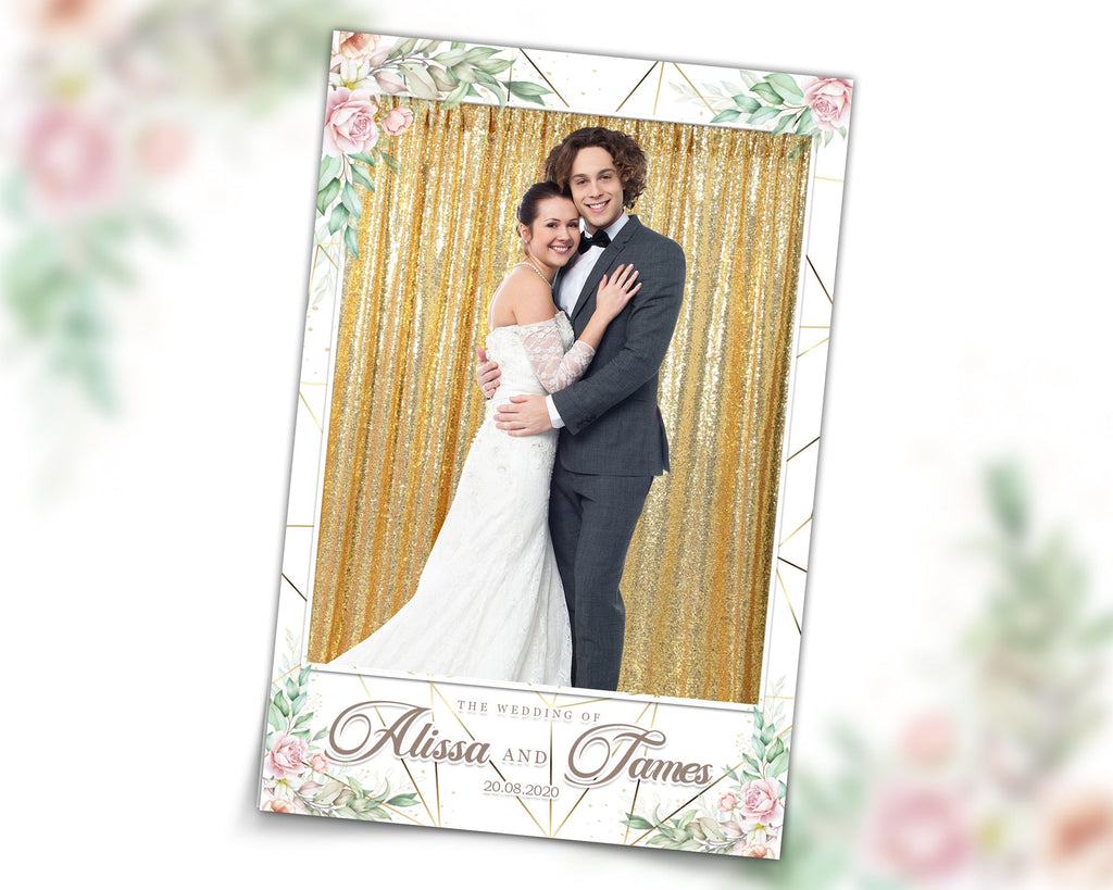 Wedding, Bridal Shower, Sweet 16, Floral Anniversary Photo Booth Template 4x6 Photobooth Template with xbdr psd png jpg and mockup
