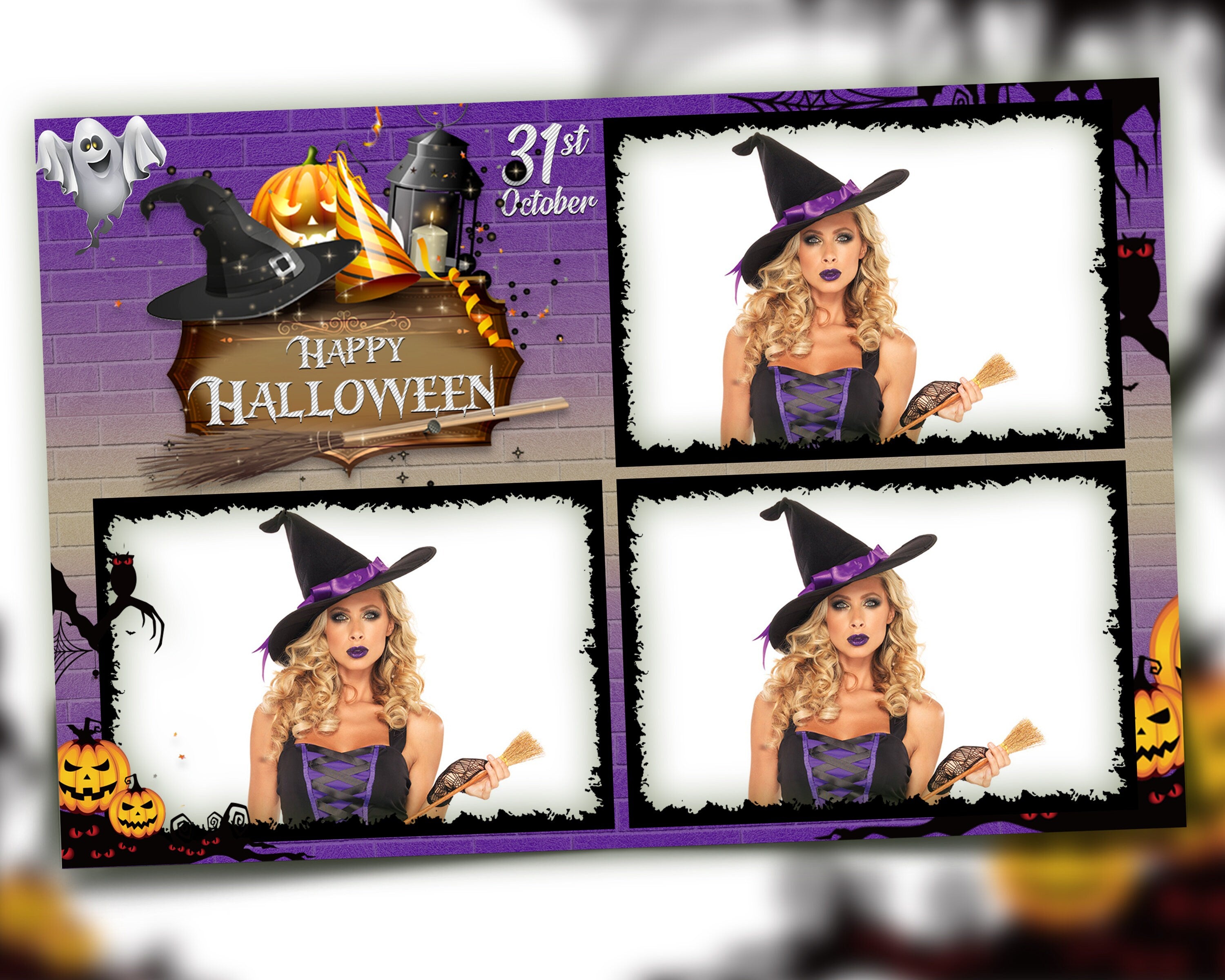 Halloween Photo Booth Template 4x6 Photobooth Pumpkin Template Strip