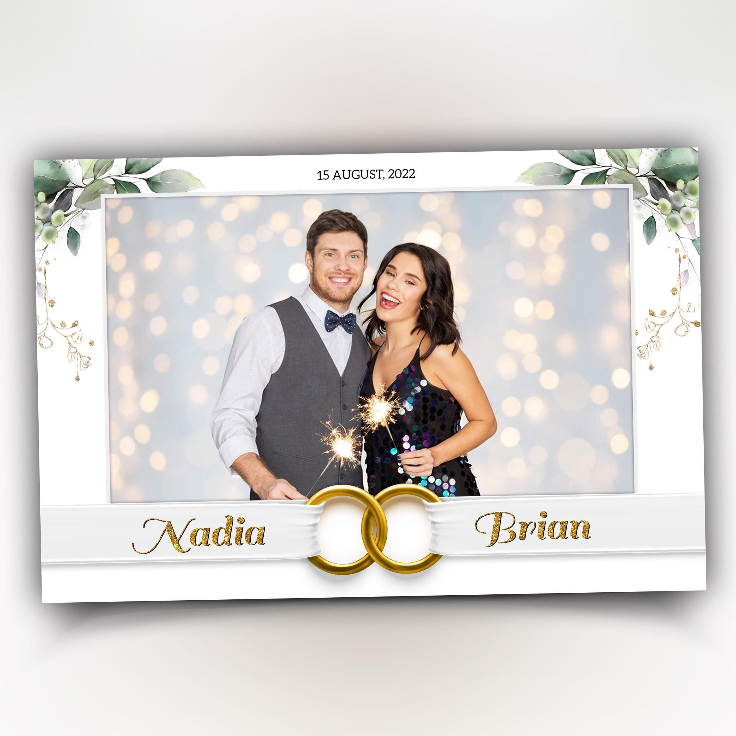 Bridal Shower Photo Booth Template, Wedding Photobooth, Anniversary, Greenery 657