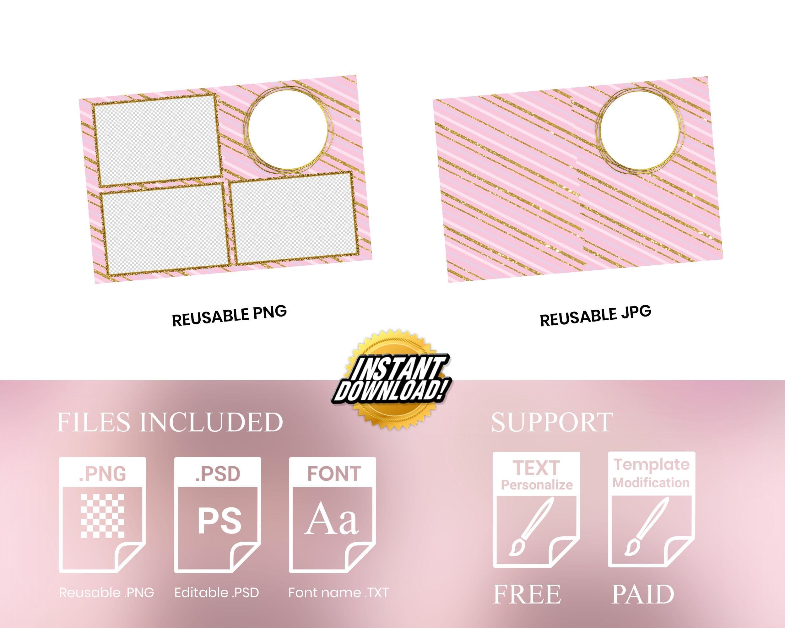 Birthday Photobooth Template, Bday, Sweet 16, Pink, Gold, Birthday Photo Booth Template 701