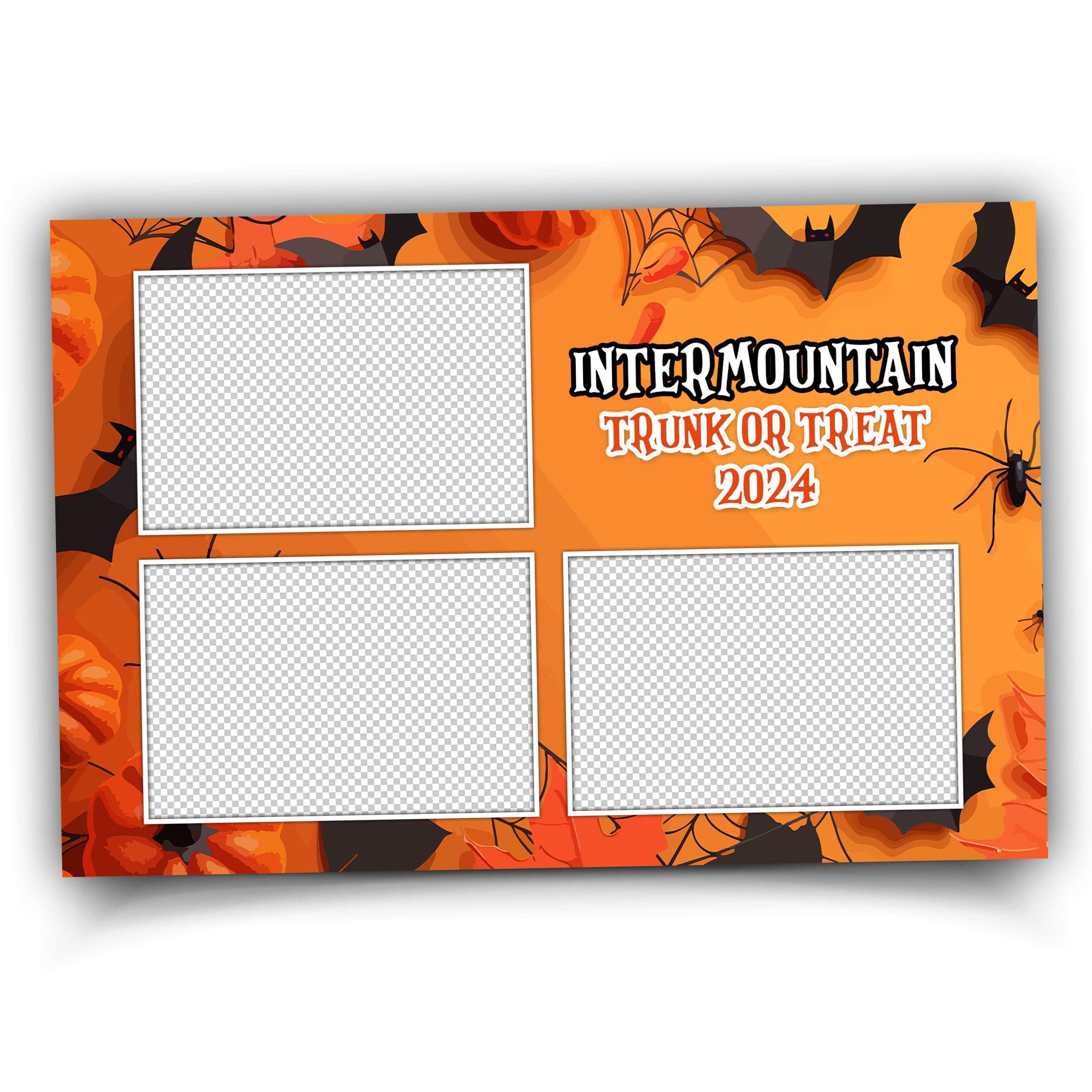 Halloween 2024 Photobooth Template, Trick or Treat, Orange Yellow Black Photo booth Pumpkin 1384