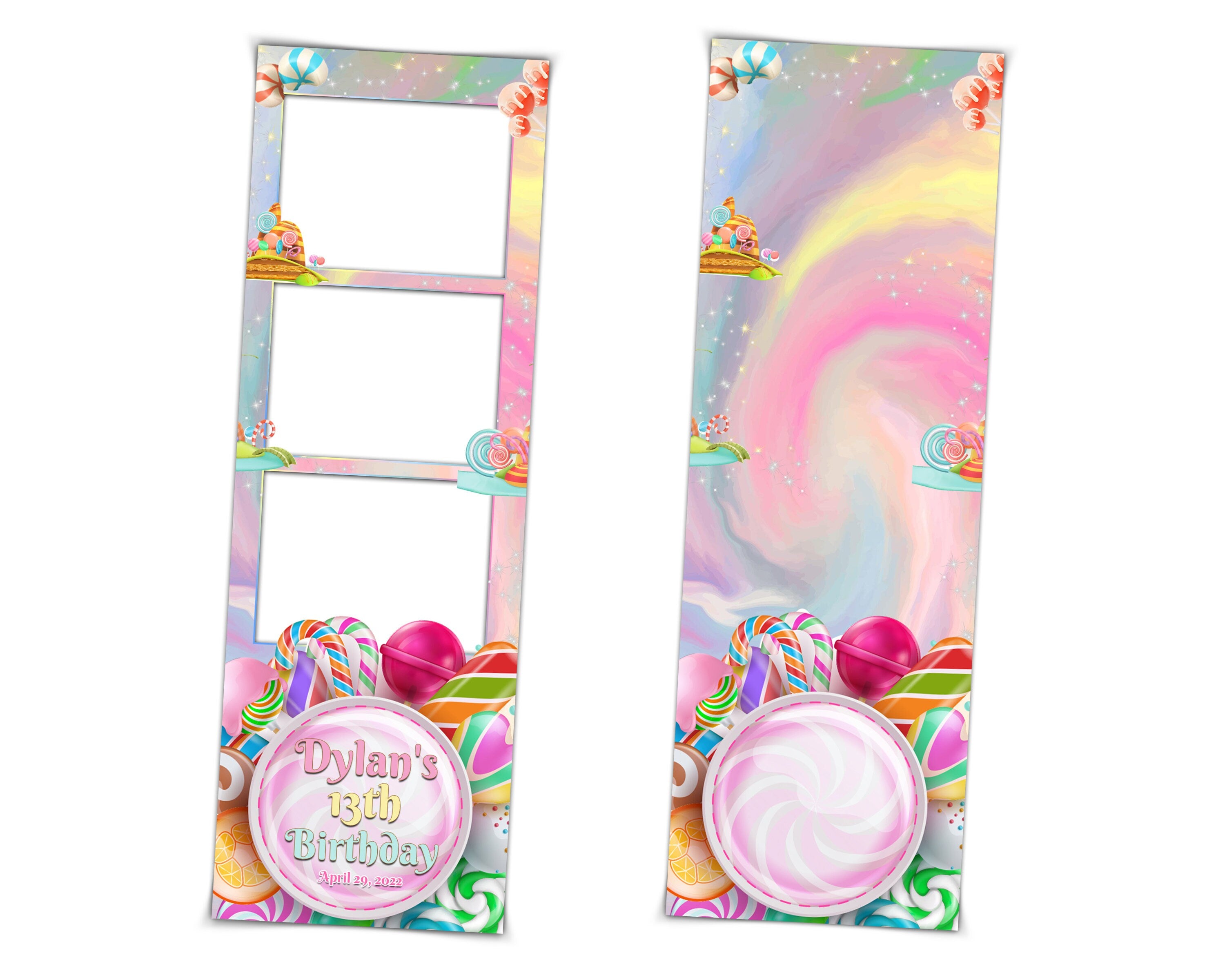 Birthday Photo booth template 2x6 & 4x6 candy land strip photo booth template