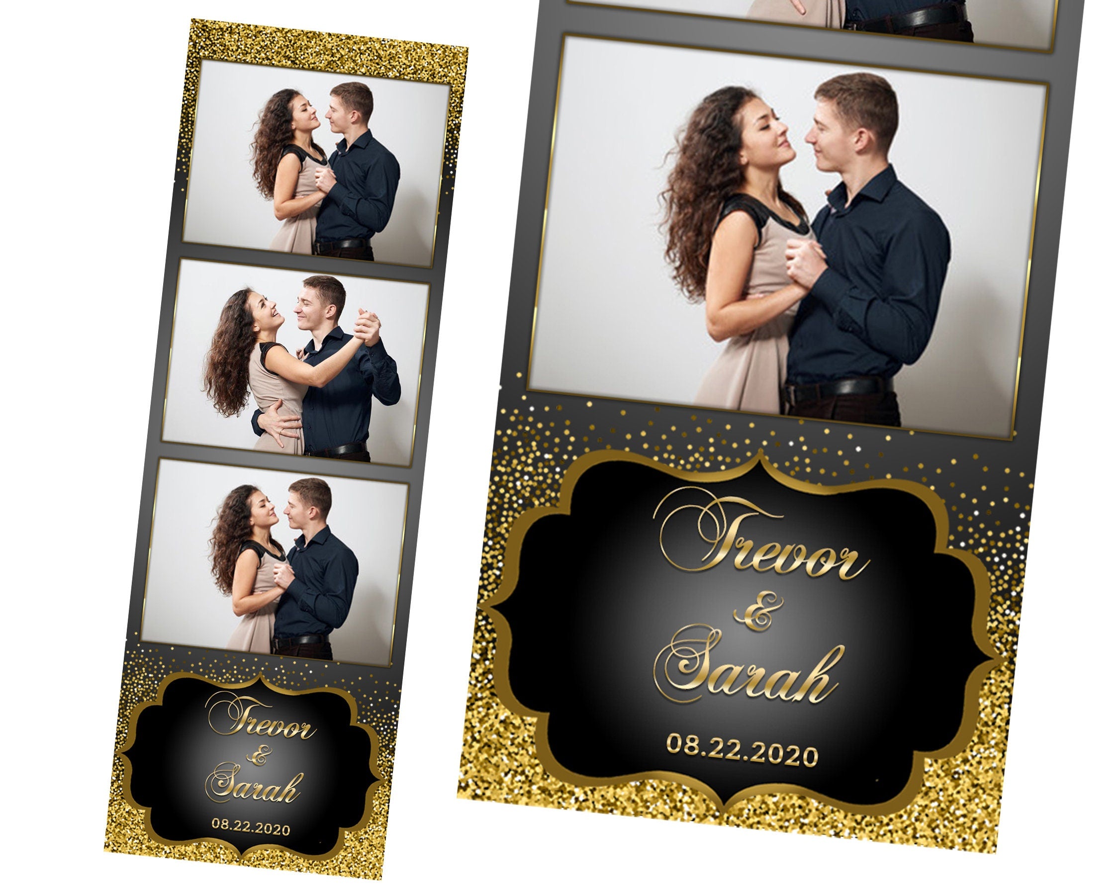 Wedding Photo booth Template Gold Glitter Photobooth Template for Birthday Gold Bridal Wedding Anniversary Photo Booth Template with FONT