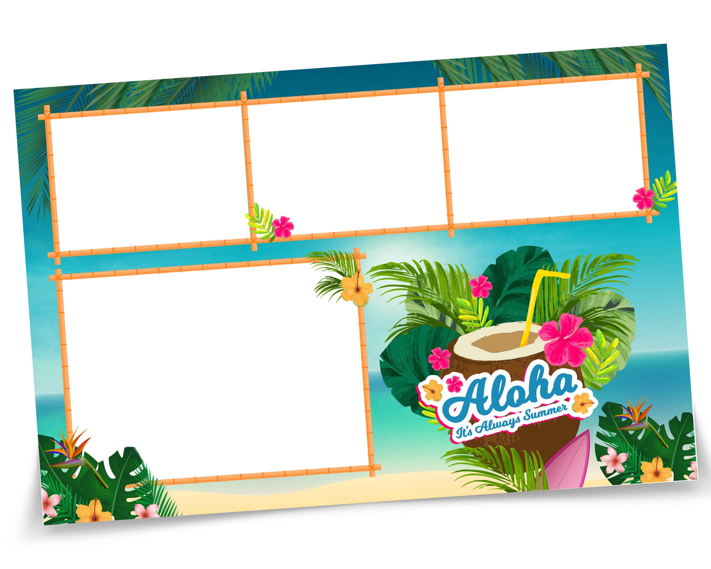 Beach Luau Photobooth Template, Hawaiian Luau Party, Aloha Party,  Photo Booth Template, Party, Photobooth, Photo Booth, Summer, Hanukkah