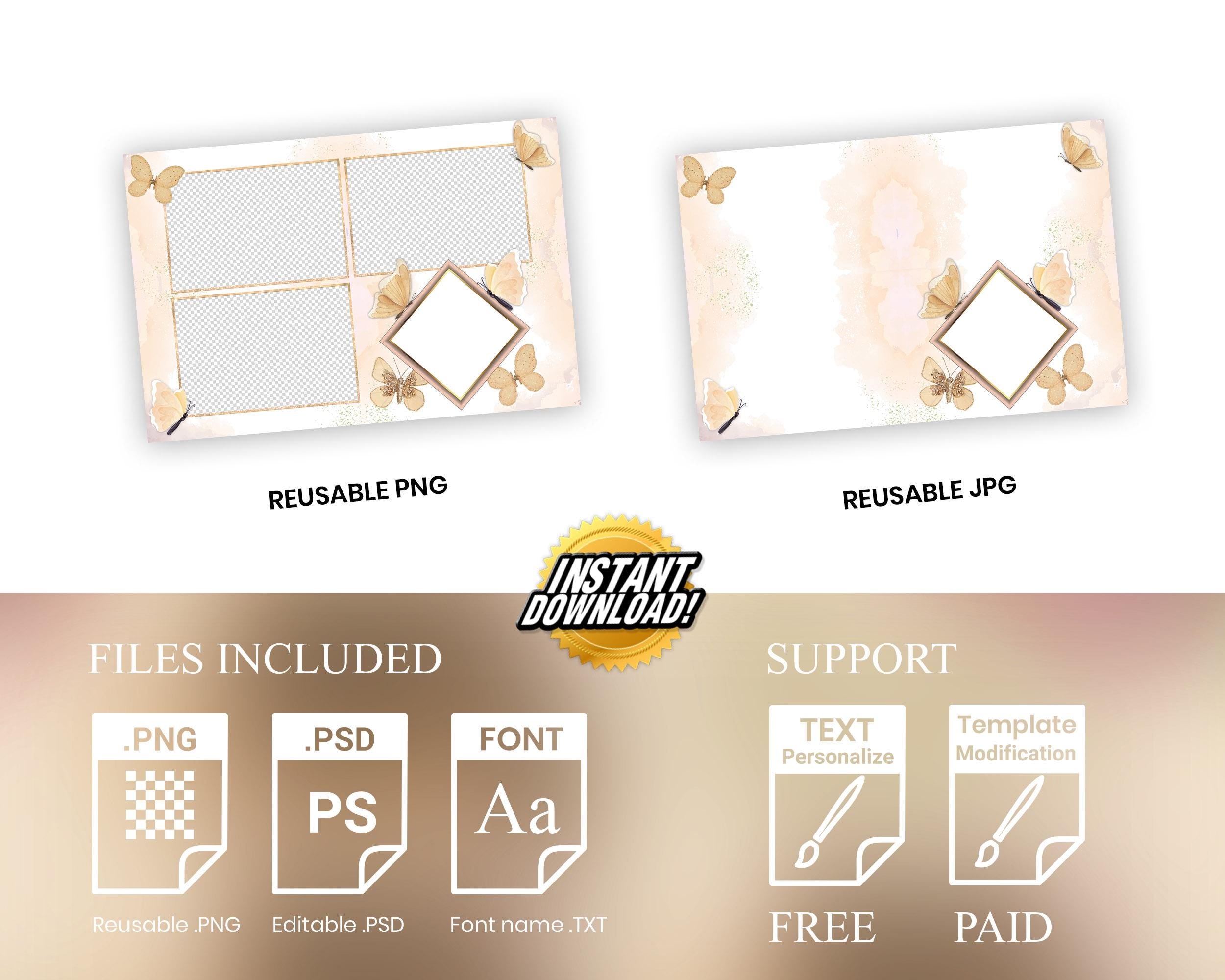 Birthday Photobooth Template with Golden Butterfly, Quinceañera, Sweet 16 Photo booth, Mis Quince, Sweet Sixteen, XV, Quinceanera Bday, 608