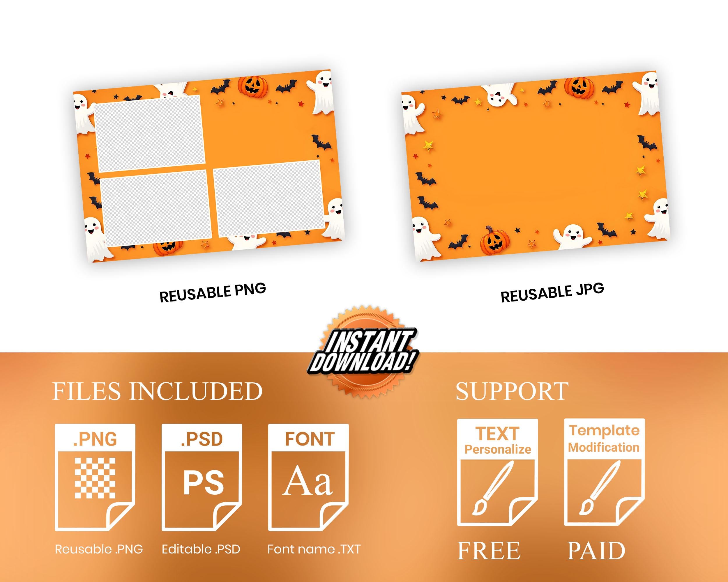Halloween Photobooth Template, Trick or Treat, Halloween 2024 Photo Booth, Pumpkin 1373