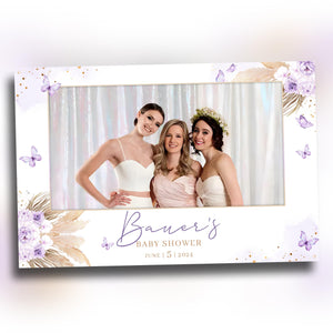 Baby Shower Photobooth Template, 4x6 Purple Sweet 16 Boho Bridal Shower Photo Booth Template, Butterfly, Quinceanera Birthday Wedding 1098