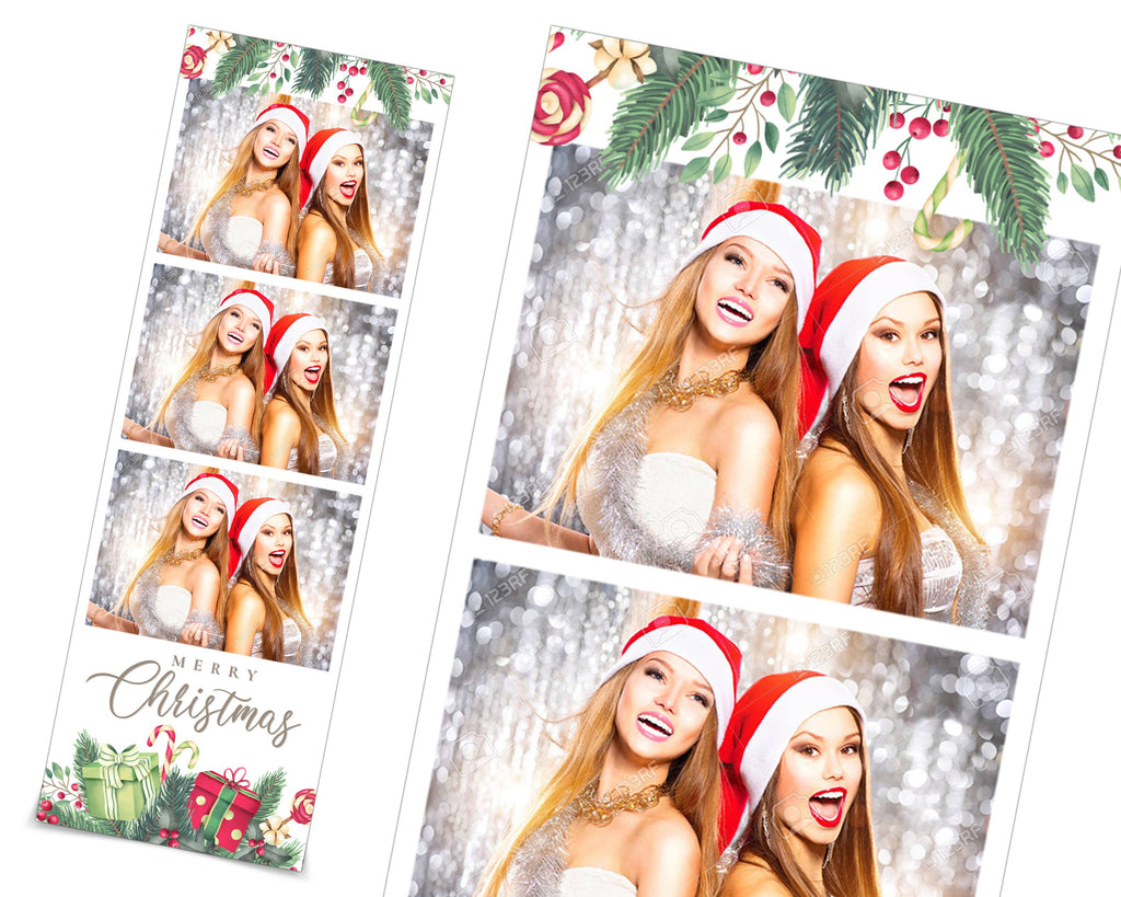Photo Booth Template Merry Christmas Day Party 2021 Silver Photobooth Template 2x6 Photo Strips Frame Template