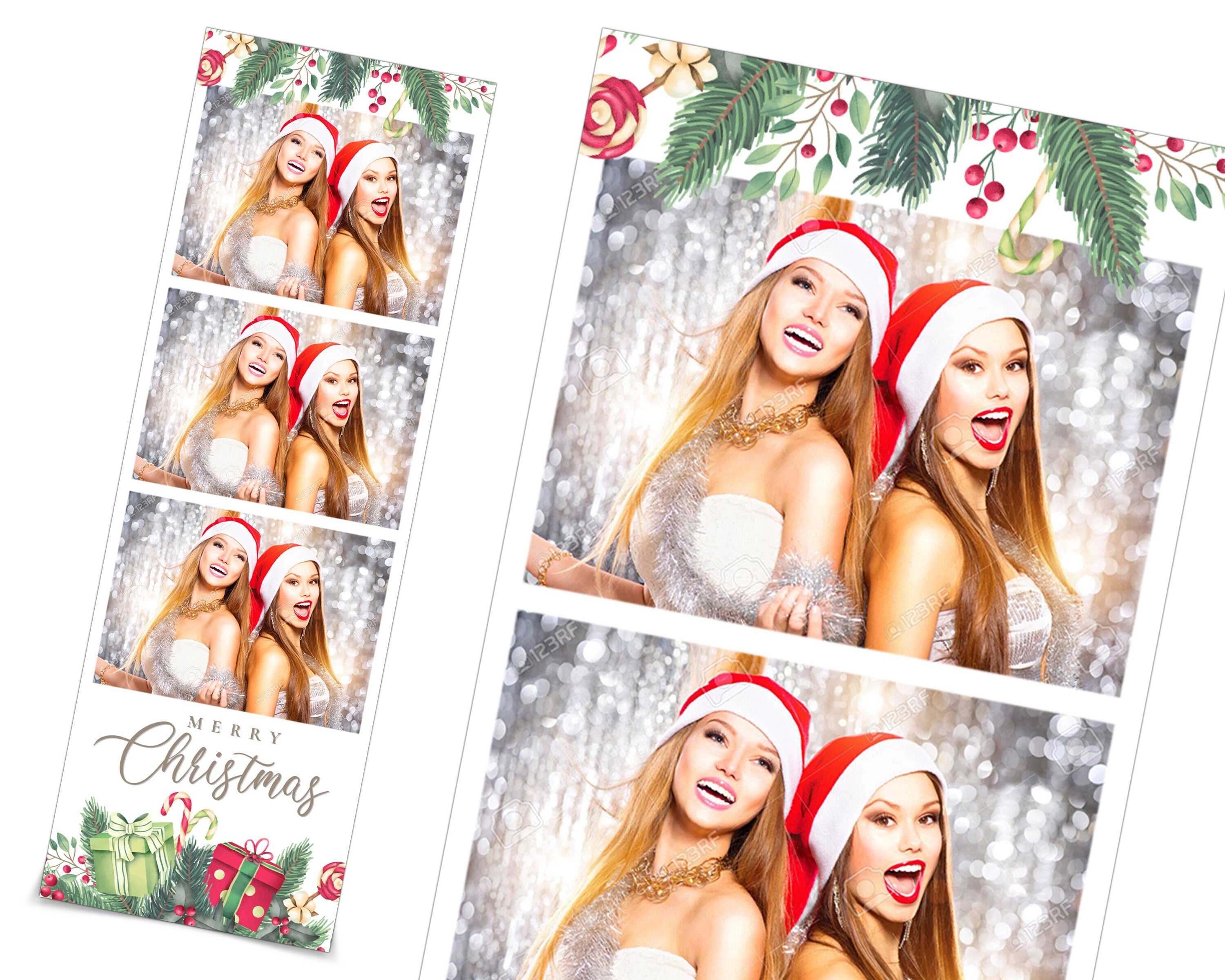 Photo Booth Template Merry Christmas Day Party 2021 Silver Photobooth Template 2x6 Photo Strips Frame Template