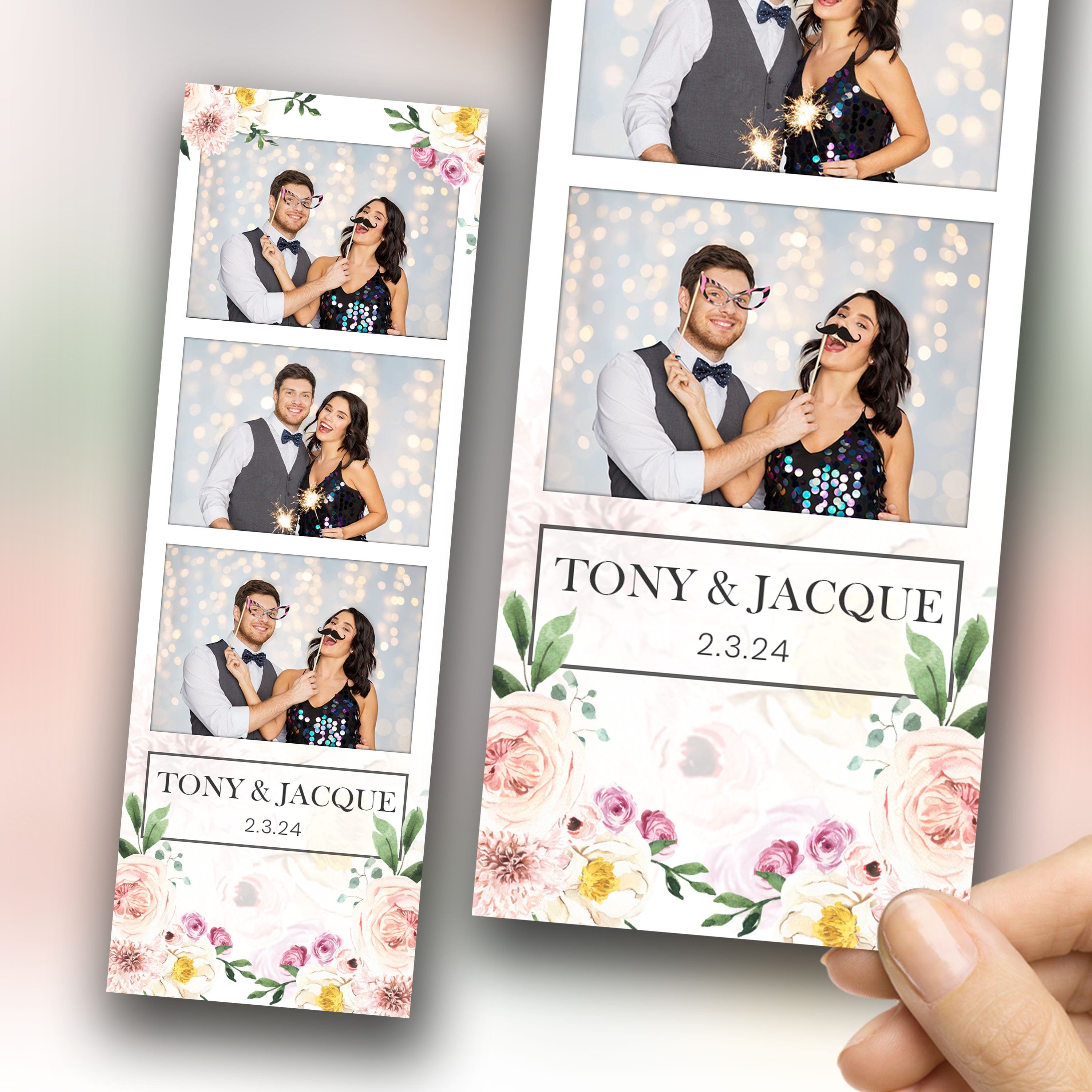 Photo Booth Template Wedding Bridal Shower Sweet 16 Floral Anniversary Photobooth Mirror Touchpix Darkroom Salsa 360 Overlay