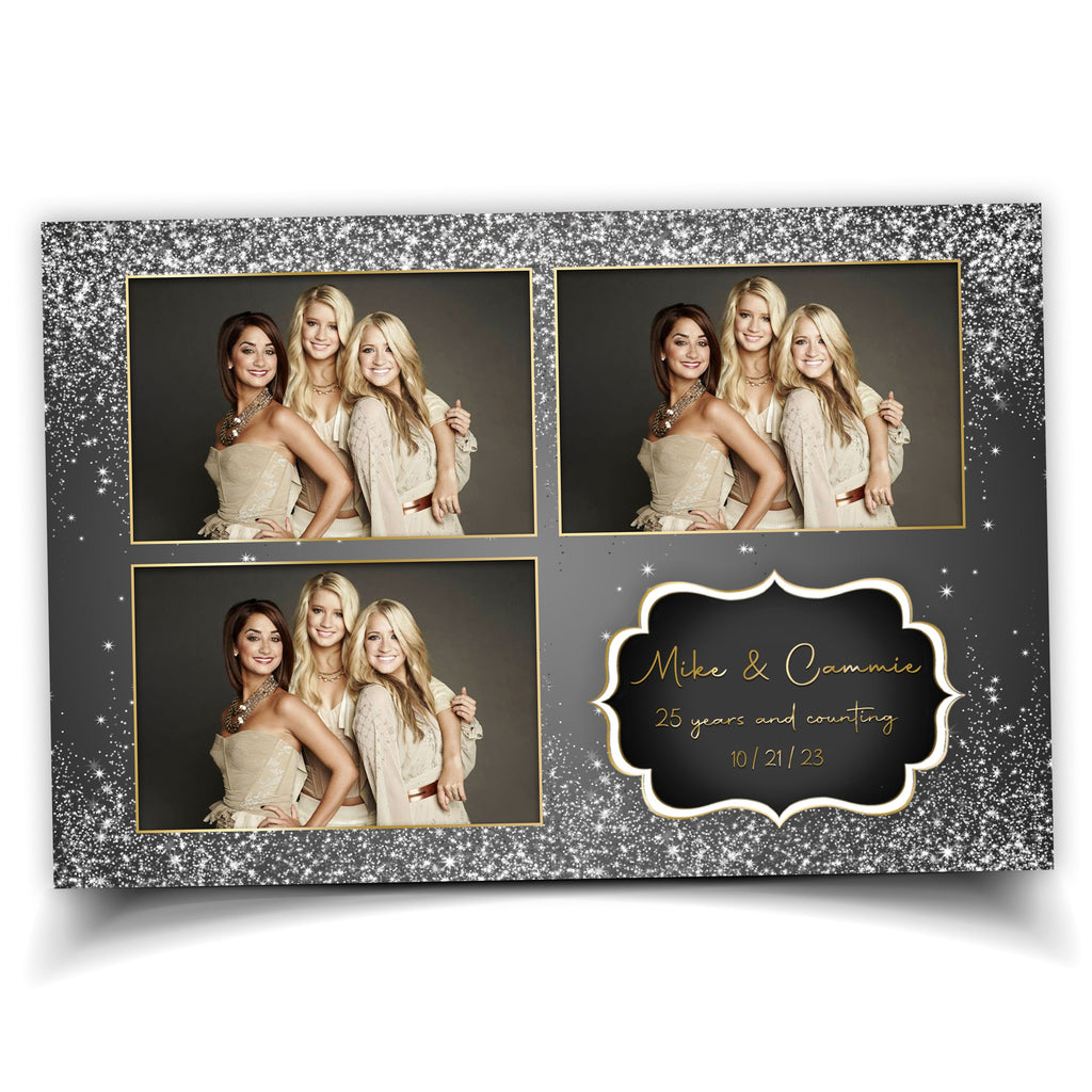 Silver Gold Photobooth Template Birthday Wedding Glitter photo booth template