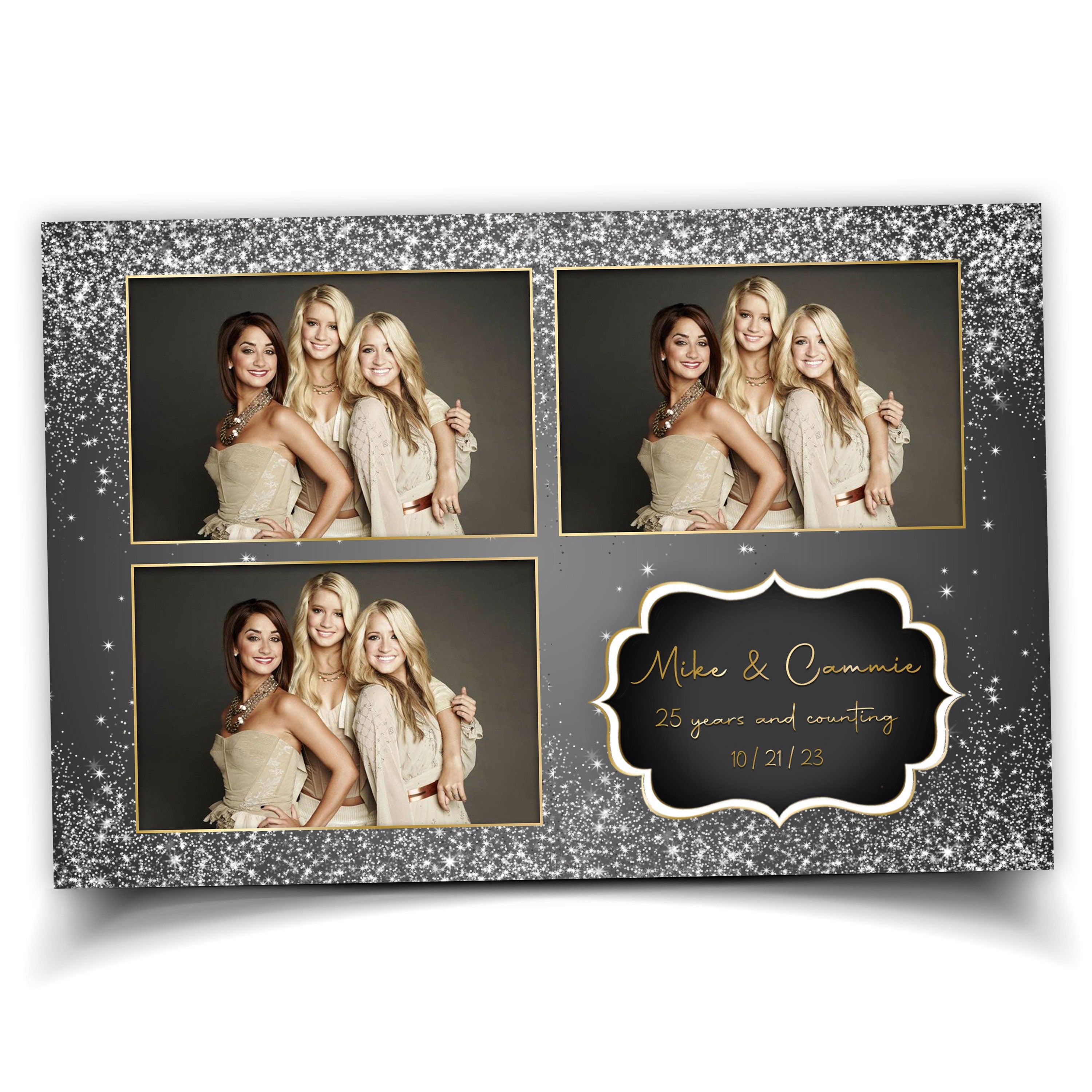 Silver Gold Photobooth Template Birthday Wedding Glitter photo booth template
