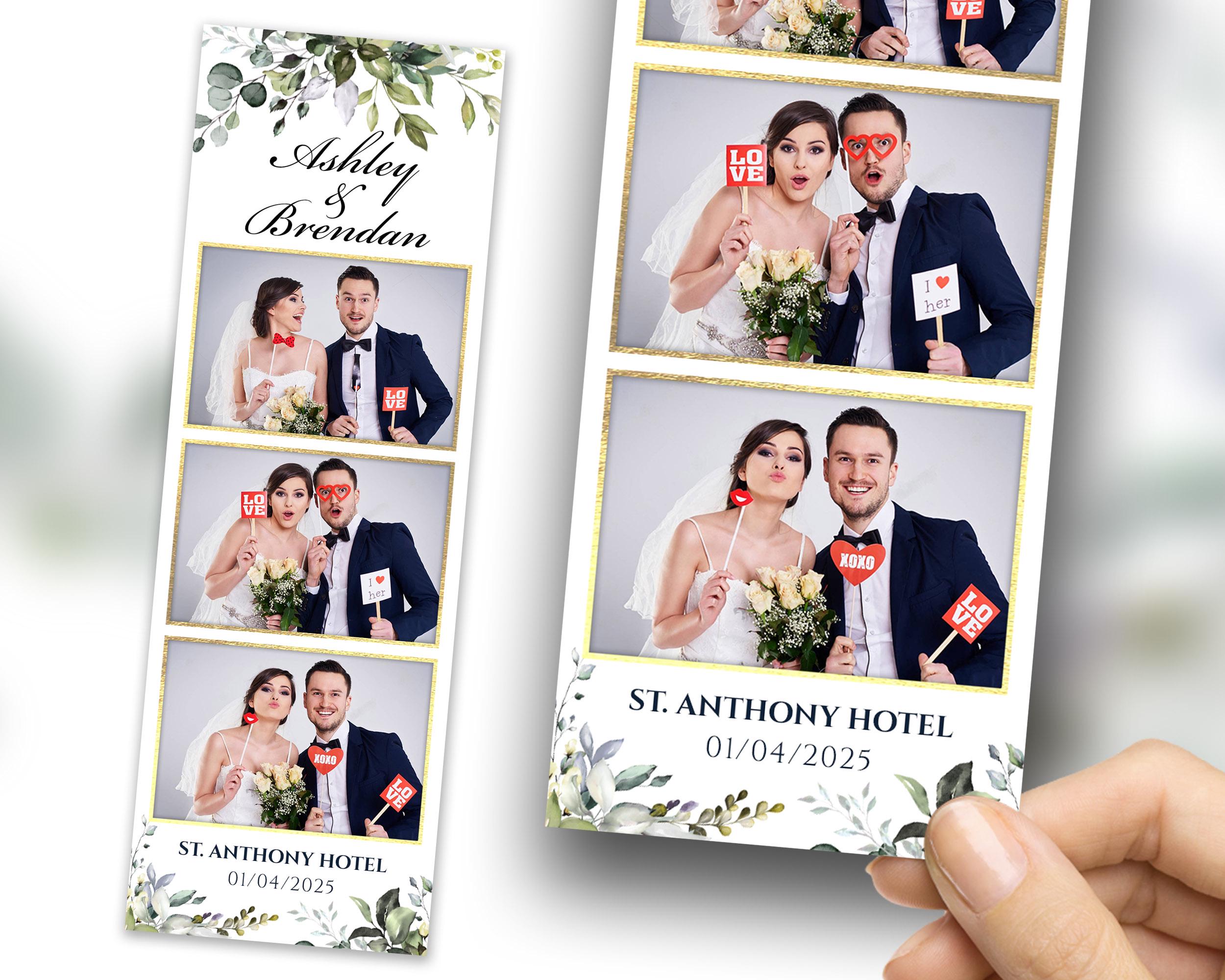 Sage Green Wedding Anniversary Bridal Shower Photobooth Template 2x6 strip 724