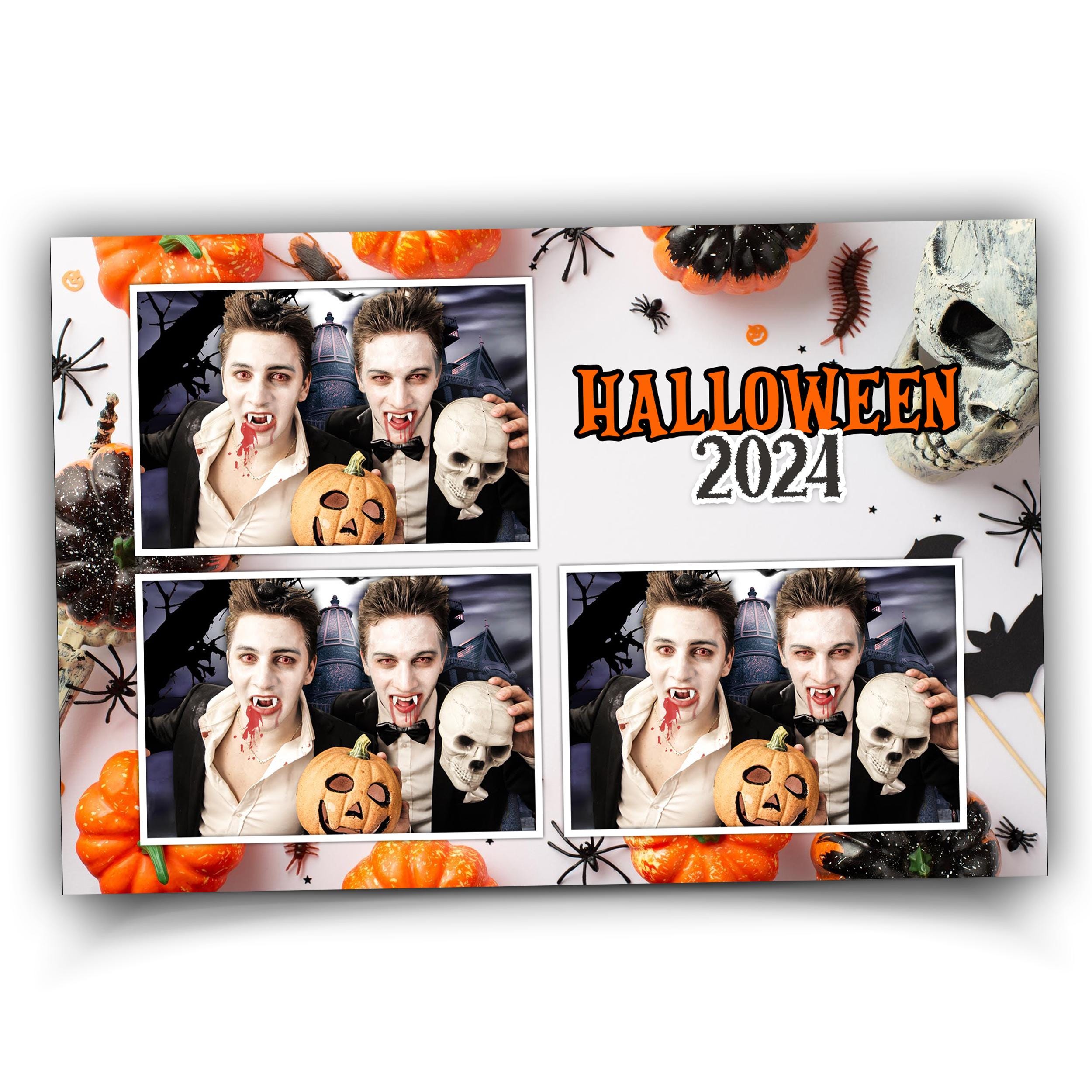 Halloween Photobooth Template 4x6 Trick or Treat Party 2024 Orange Yellow Black Photo booth Pumpkin Template 1387