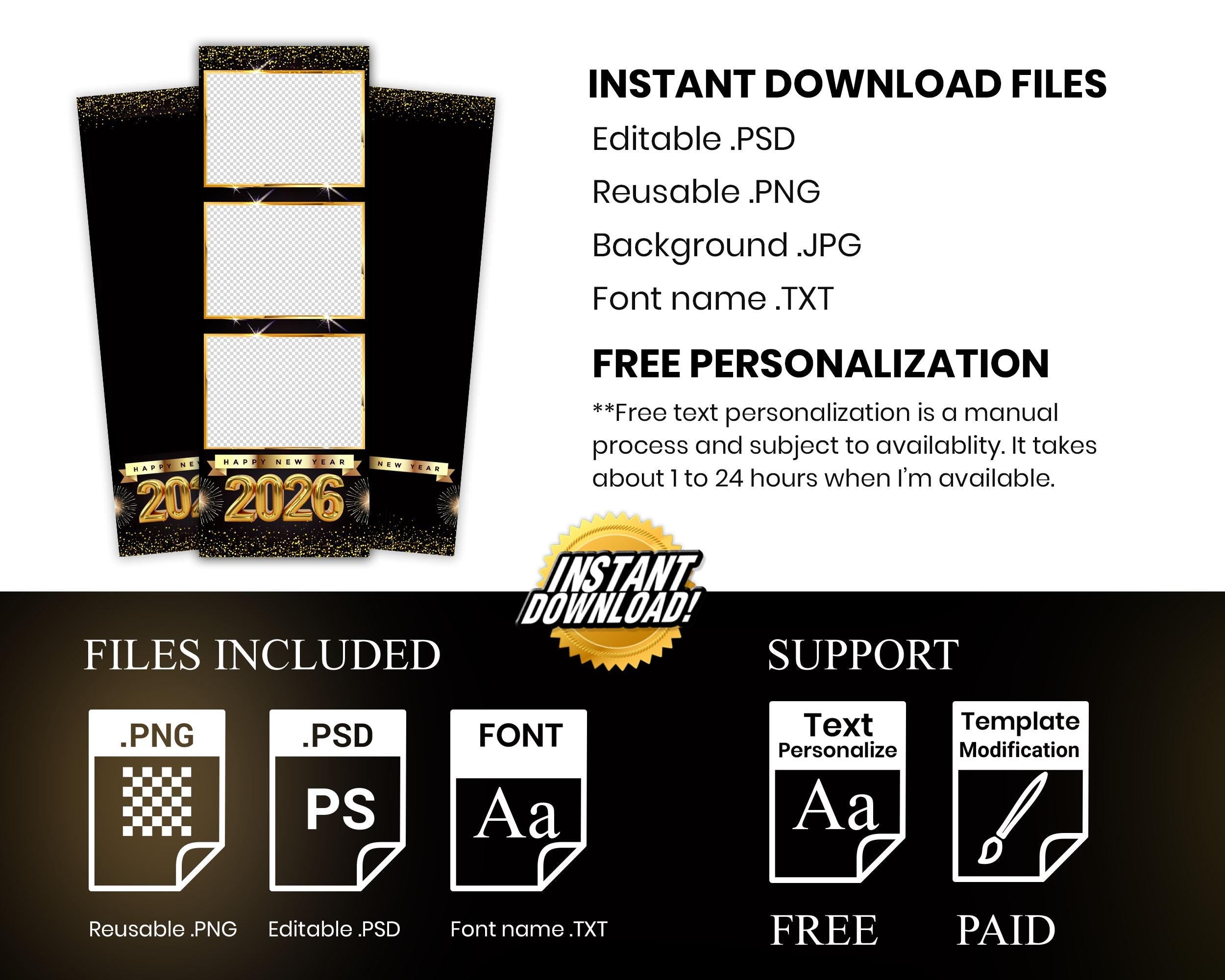 2026 New Year Photobooth Template | New Year Party | Holiday Party | 2026 Photo Booth Template | Happy New Year 2026