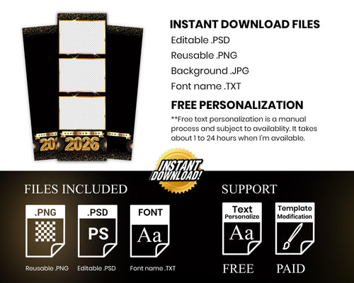 2026 New Year Photobooth Template | New Year Party | Holiday Party | 2026 Photo Booth Template | Happy New Year 2026