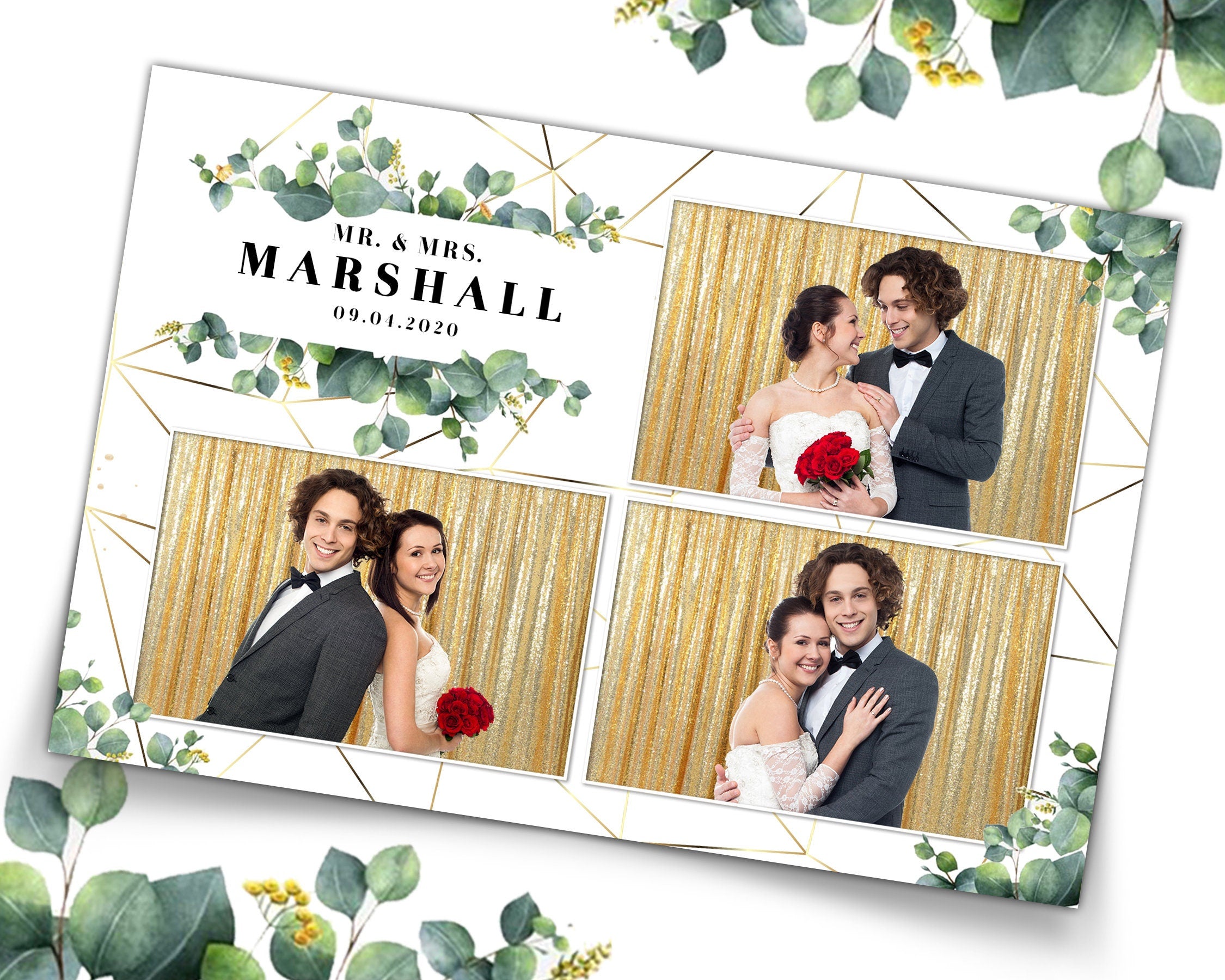 Wedding Bridal Shower Anniversary Sweet 16 Floral Photo Booth Template 4x6 Photobooth Template
