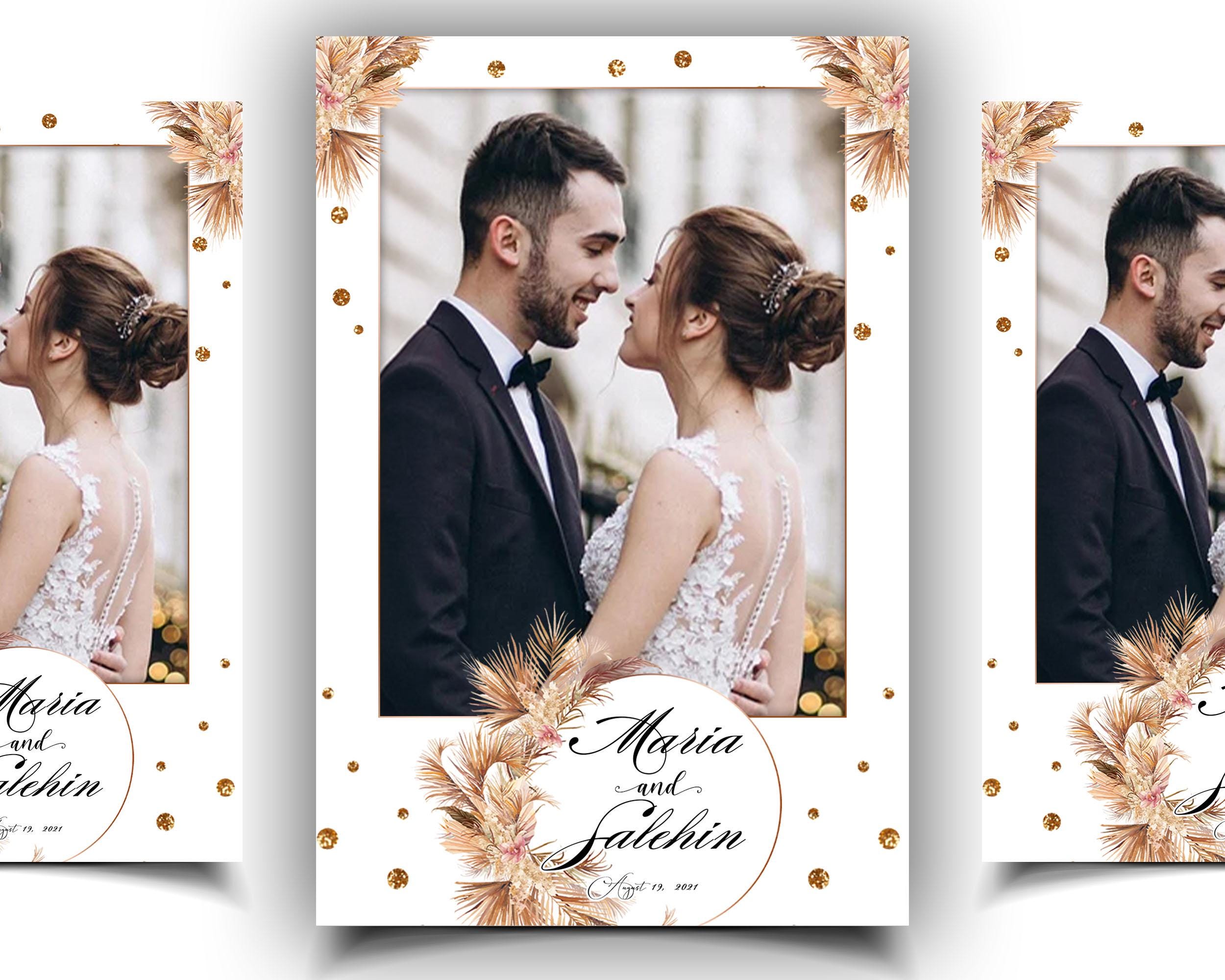 Boho Wedding Photo Booth Template, 4x6 Mirror booth, Anniversary Photobooth Template