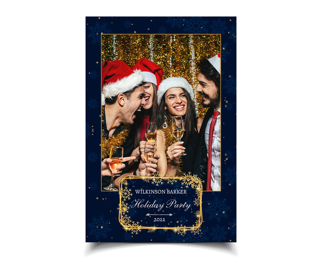 Christmas Xmas Photobooth Template 4x6 Portrait Navy Blue & Gold Photo booth stripe for Holiday Party 2023 4x6 single shot new year's eve