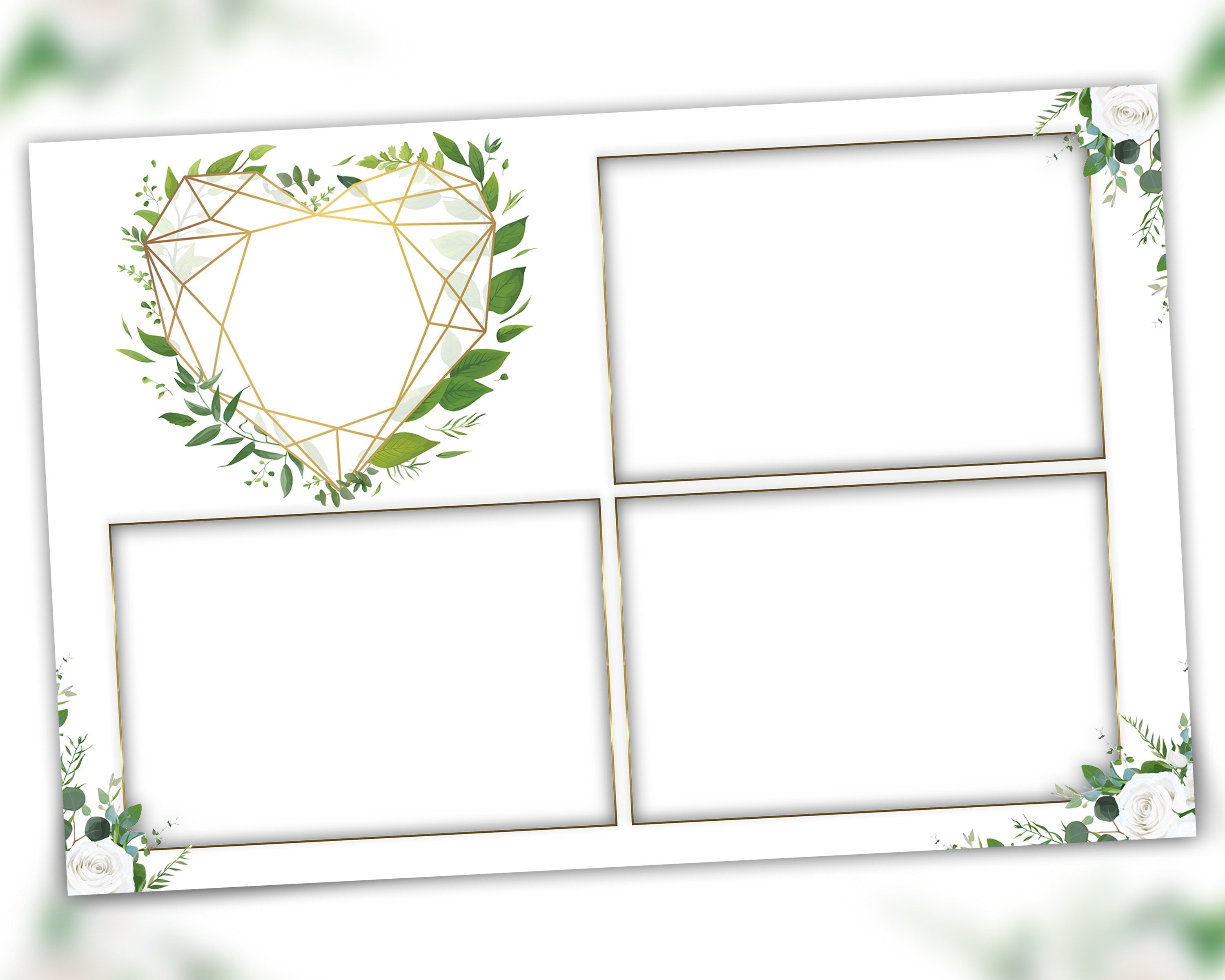 Wedding Bridal Shower Sweet 16 Floral Anniversary Photo Booth Template 4x6 Photobooth Template with xbdr psd png jpg and mockup