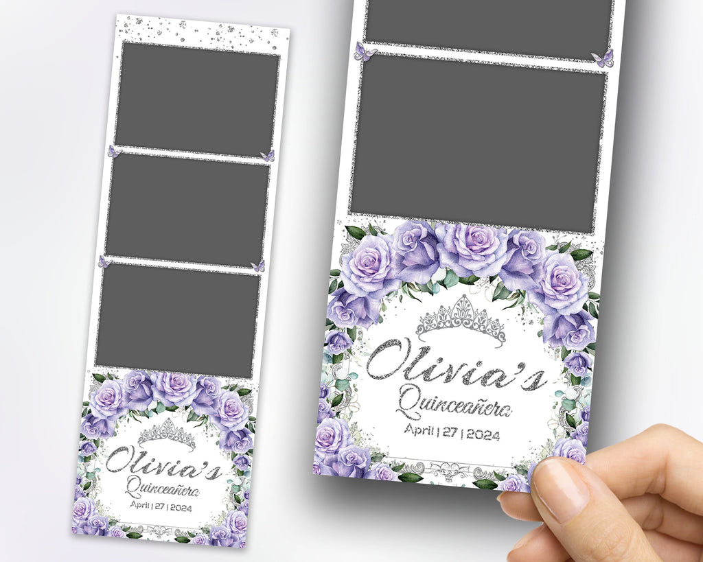 Birthday, Sweet 16, Quince Photobooth Template, Quinceañera Photo Booth, Purple Floral Birthday Photo Booth Template, Purple Flower, 1104