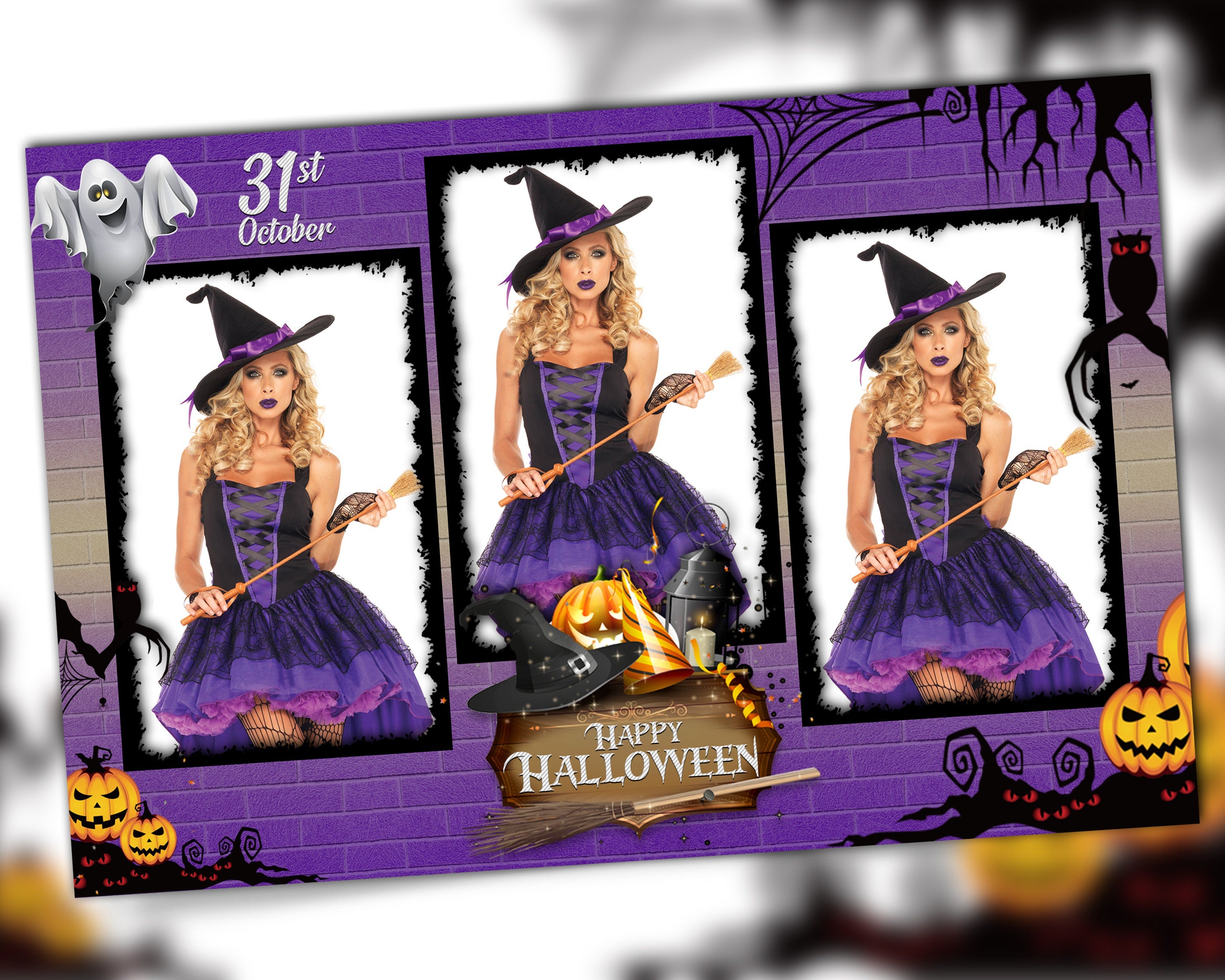 Halloween Photo Booth Template 4x6 Photobooth Pumpkin Template Strip