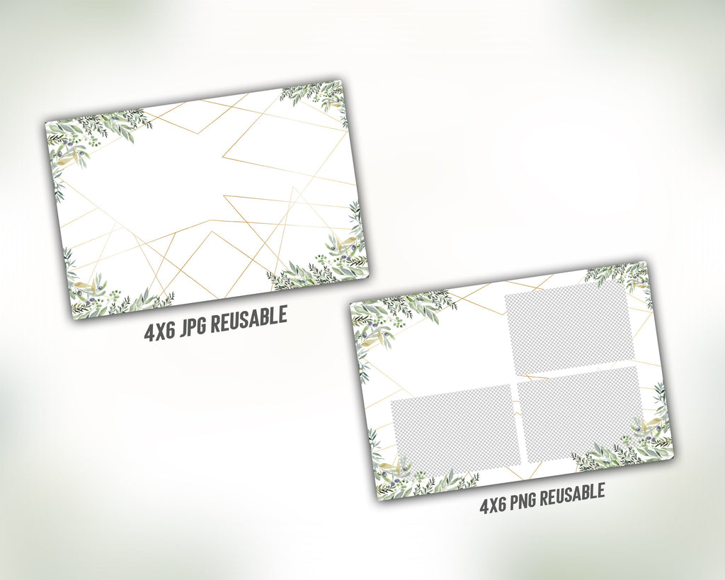 Greenery Wedding Photobooth Template, Bridal Shower Photo Booth, Anniversary