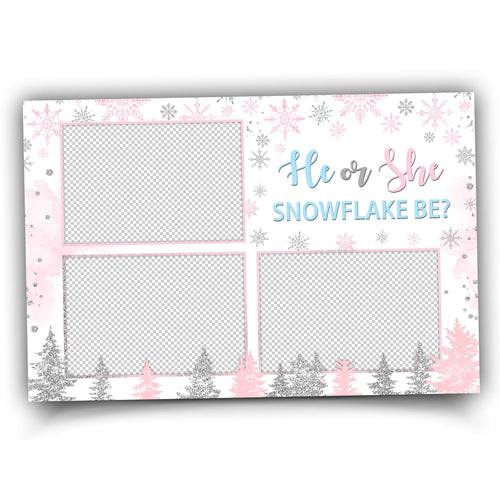 Baby Shower Photobooth Template, He or She, Snow Photobooth, Boy or Girl, Snowflake Be 1425