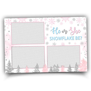 Baby Shower Photobooth Template, He or She, Snow Photobooth, Boy or Girl, Snowflake Be 1425