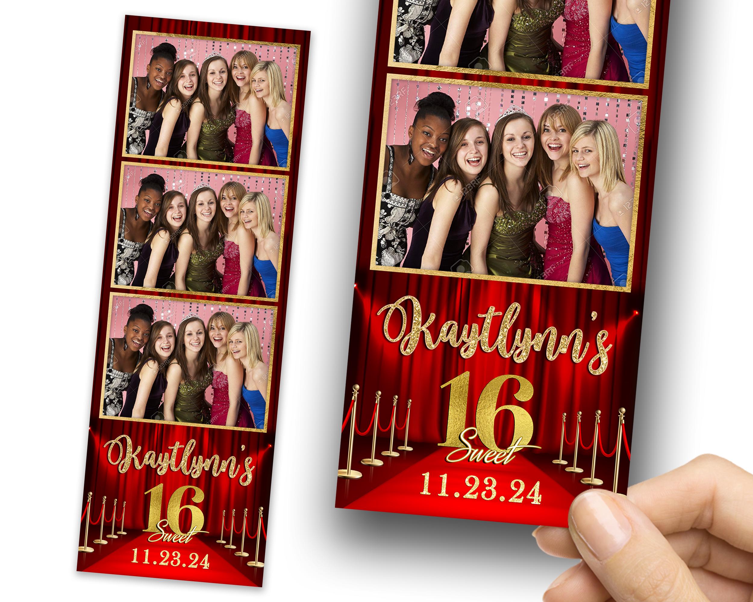 Sweet 16 Photobooth Template, Quinceanera Photo Booth Template, 2x6 strip, Birthday, Mis Quince, Quince Photobooth 1421