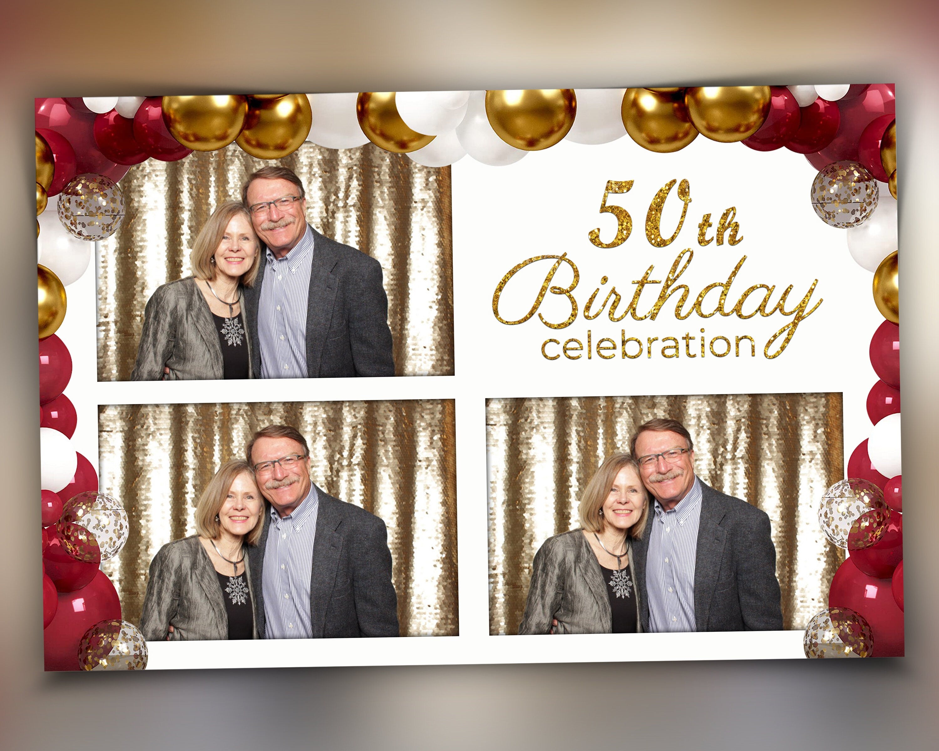 Birthday Photo Booth Template rose gold Balloon sweet 16 Photobooth 4x6 inch 3 Photos dslr mirror darkroom  booth font file psd png