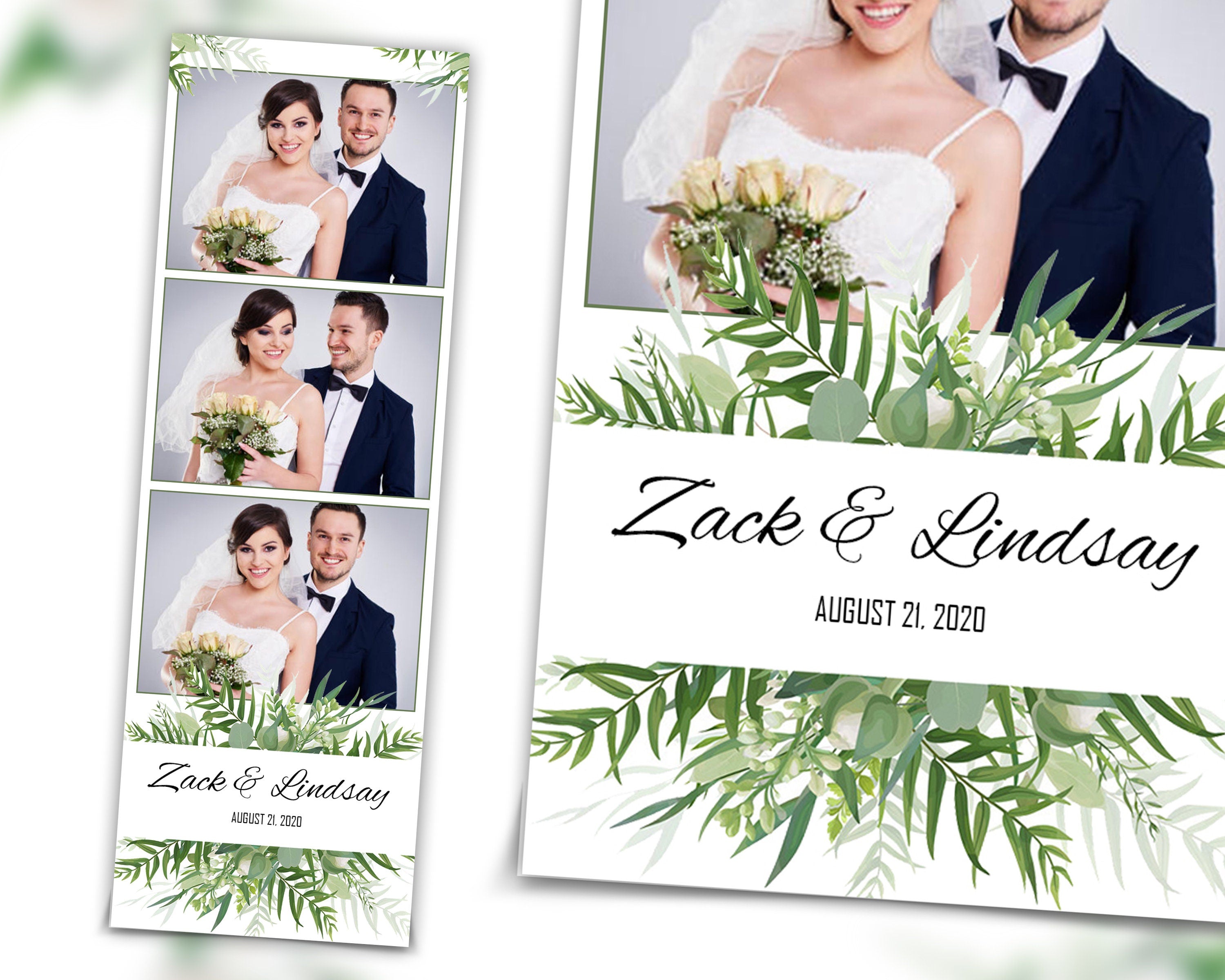 Wedding Bridal Shower Sweet 16 Floral Anniversary Photo Booth Template 2x6 Photobooth Template with xbdr psd png jpg and mockup