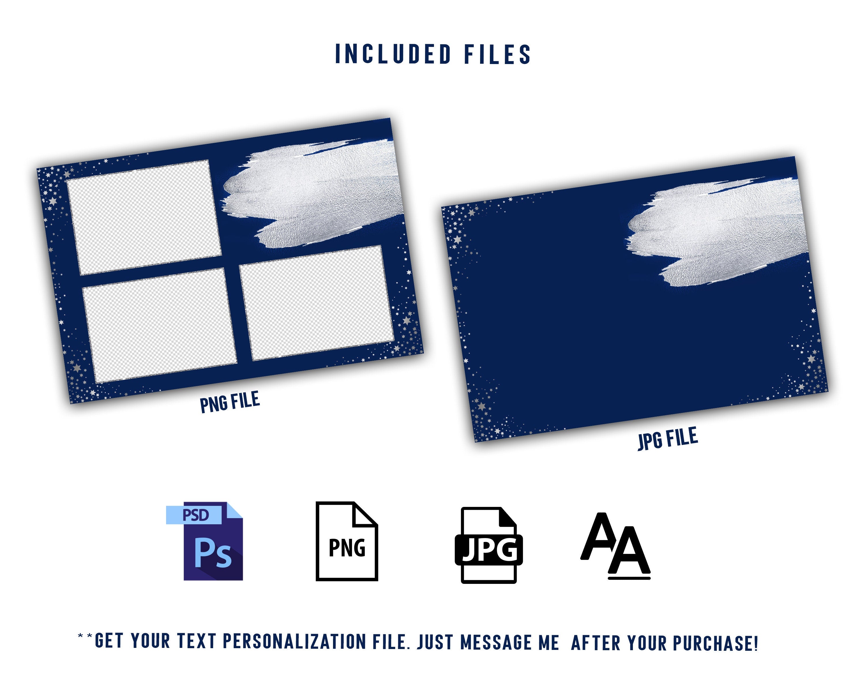 Photo Booth Template for Wedding, Blue Photobooth Template 4x6 inch 3 photos included FONT file