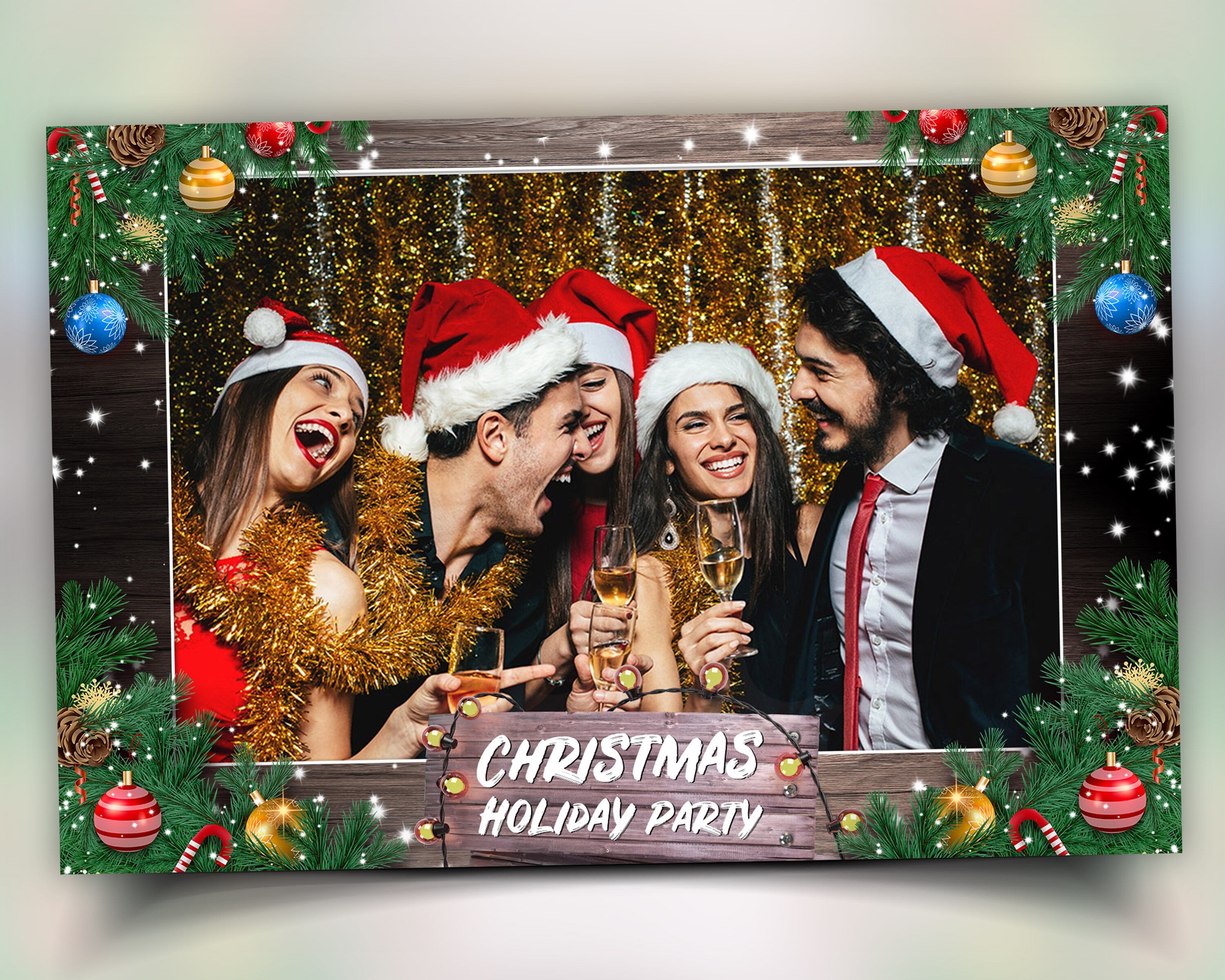 Christmas Photo Booth Template Holiday Party Merry Christmas and New Year, 4x6 Xmas Photobooth Template
