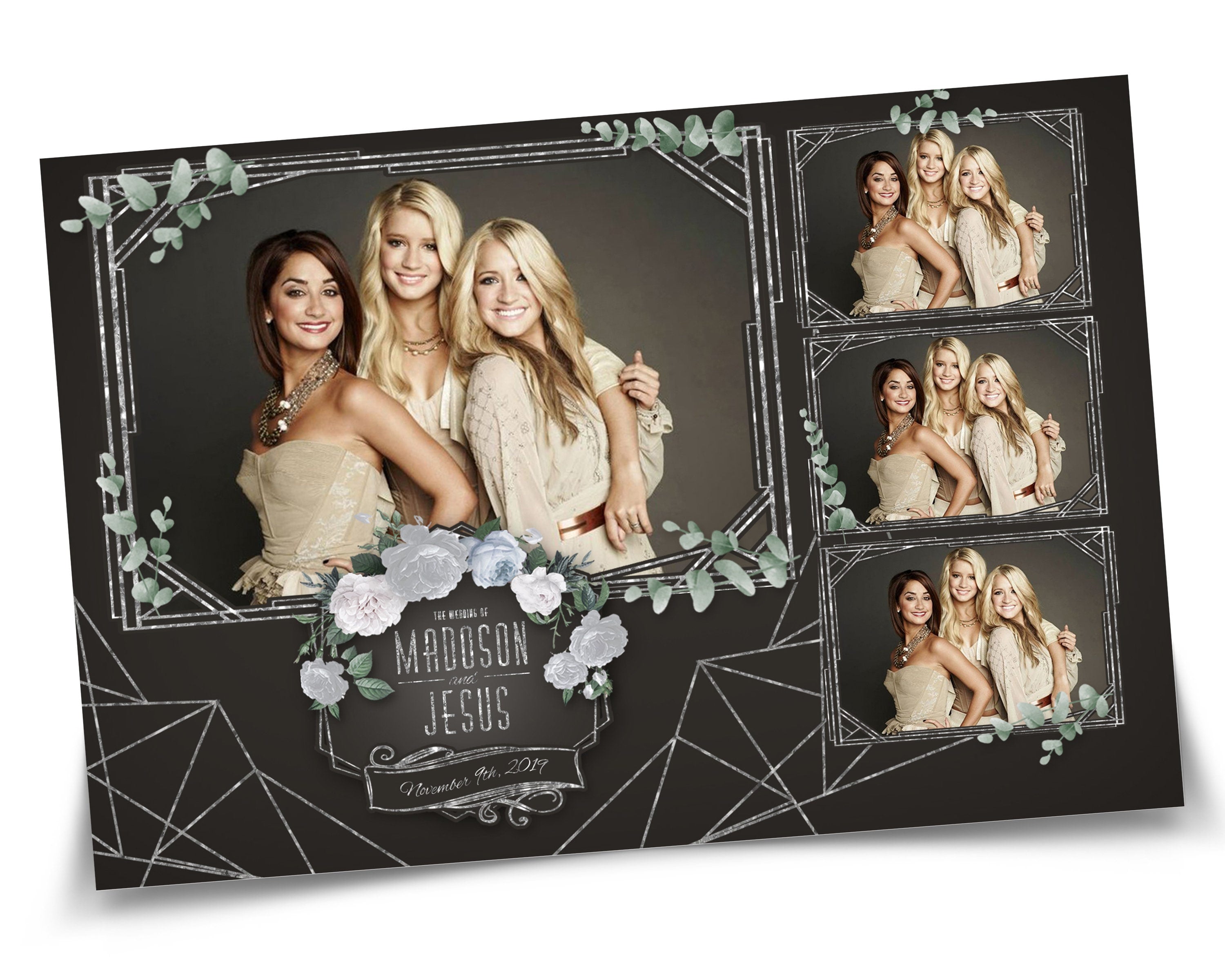 Wedding Photobooth Template, Floral Photobooth Template, 4x6 Wedding Photo booth Template, Sweet Sixteen, Sweet 16, Bridal Shower, 4x6