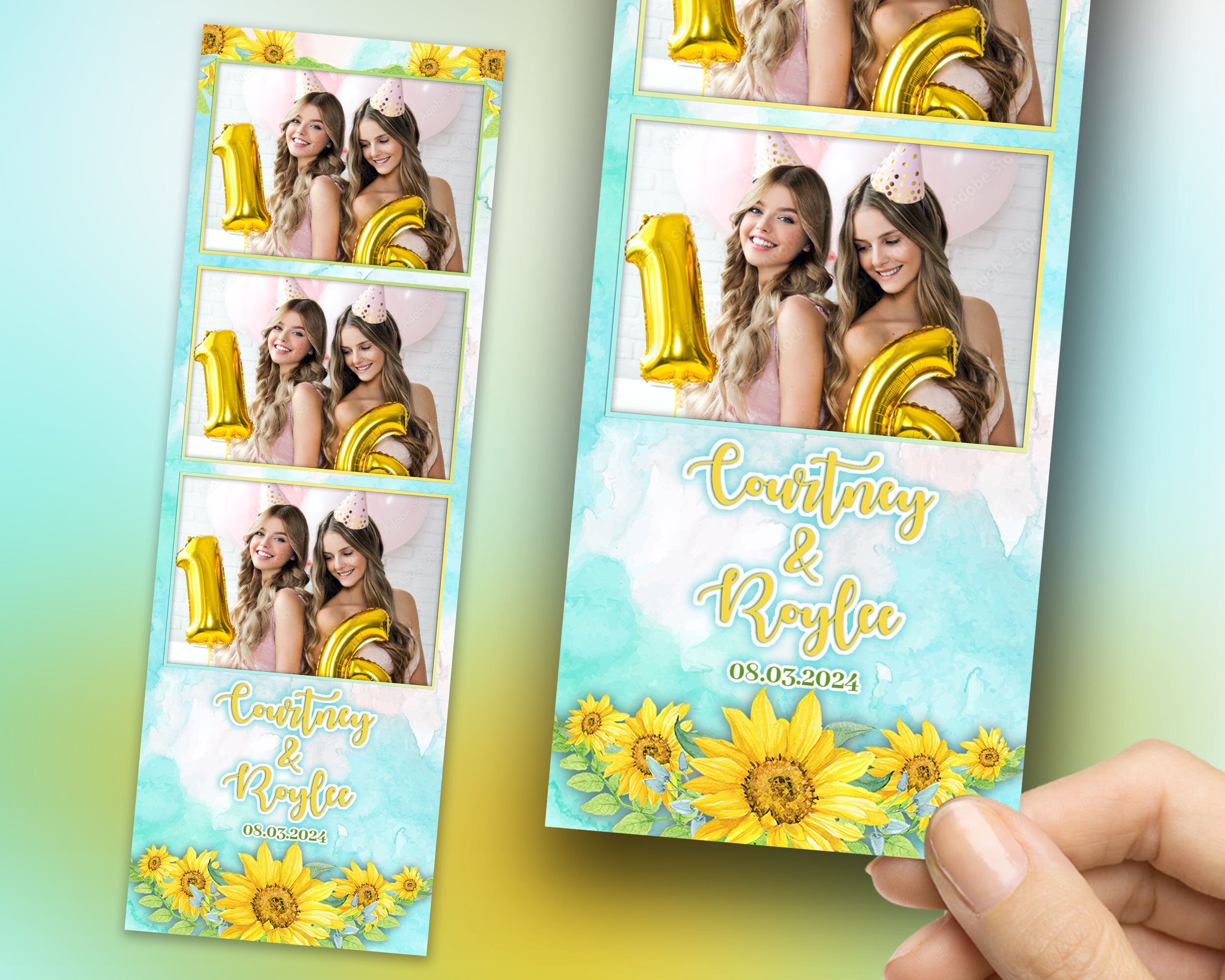 Sunflower Photo Booth Template, Sweet 16 Photobooth Template, Quinceanera, Mis Quince, Quince Photobooth, Birthday 633