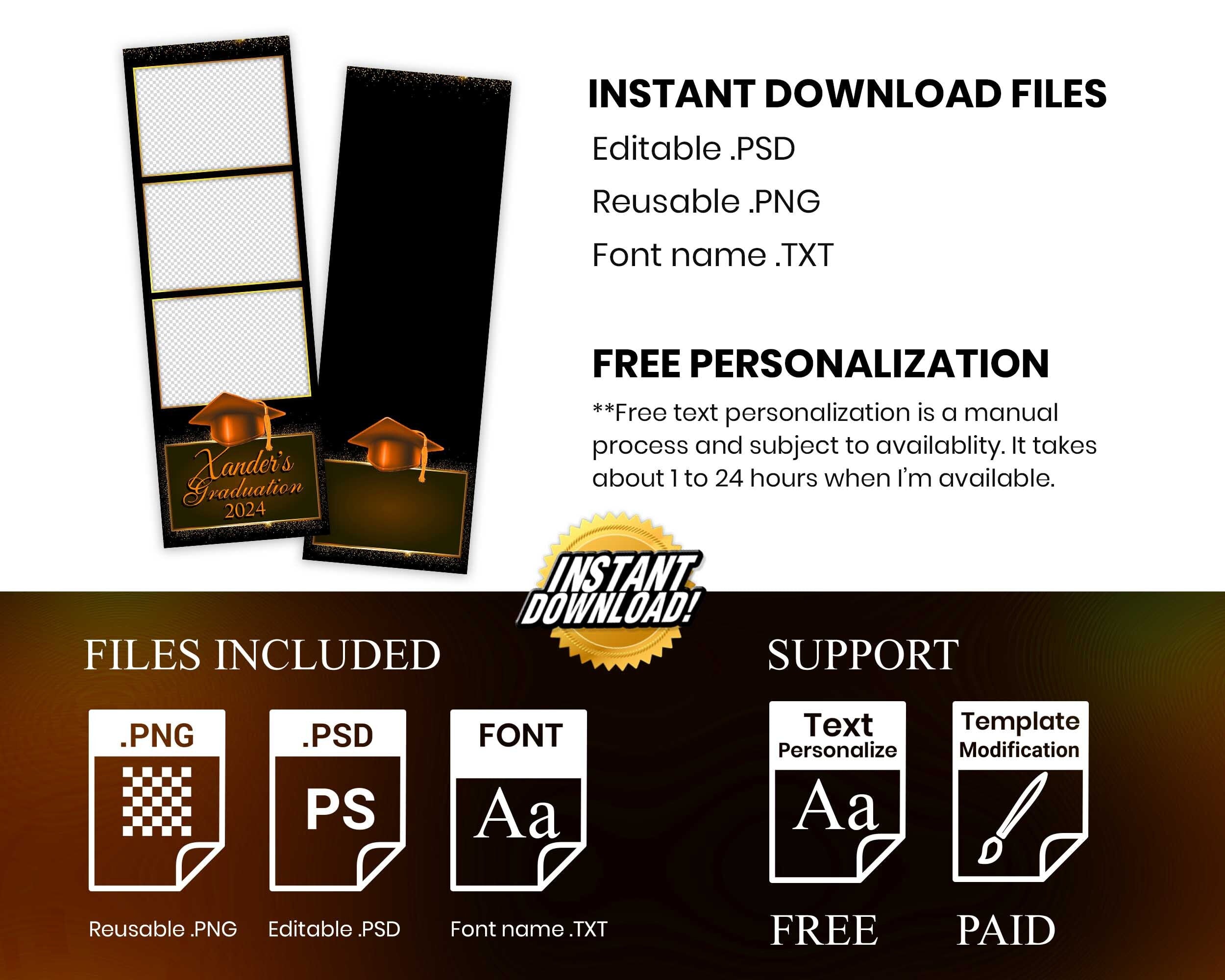Orange Graduation Photo Booth Template, Grad Photobooth Template, Class of, Prom 548