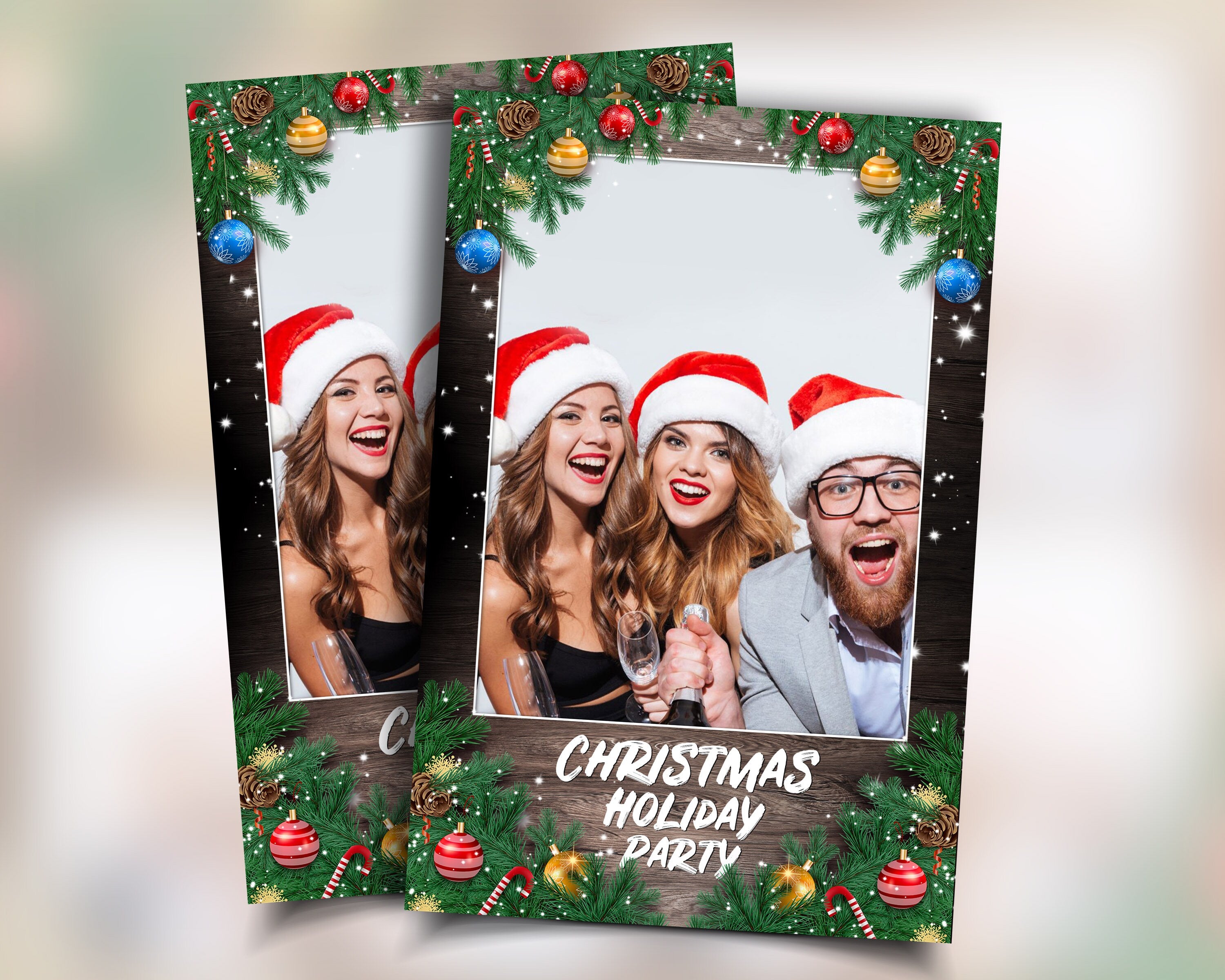Holiday Party Christmas Photo Booth Template Merry Christmas and New Year 4x6 Xmas Photobooth Template Mirror Booth
