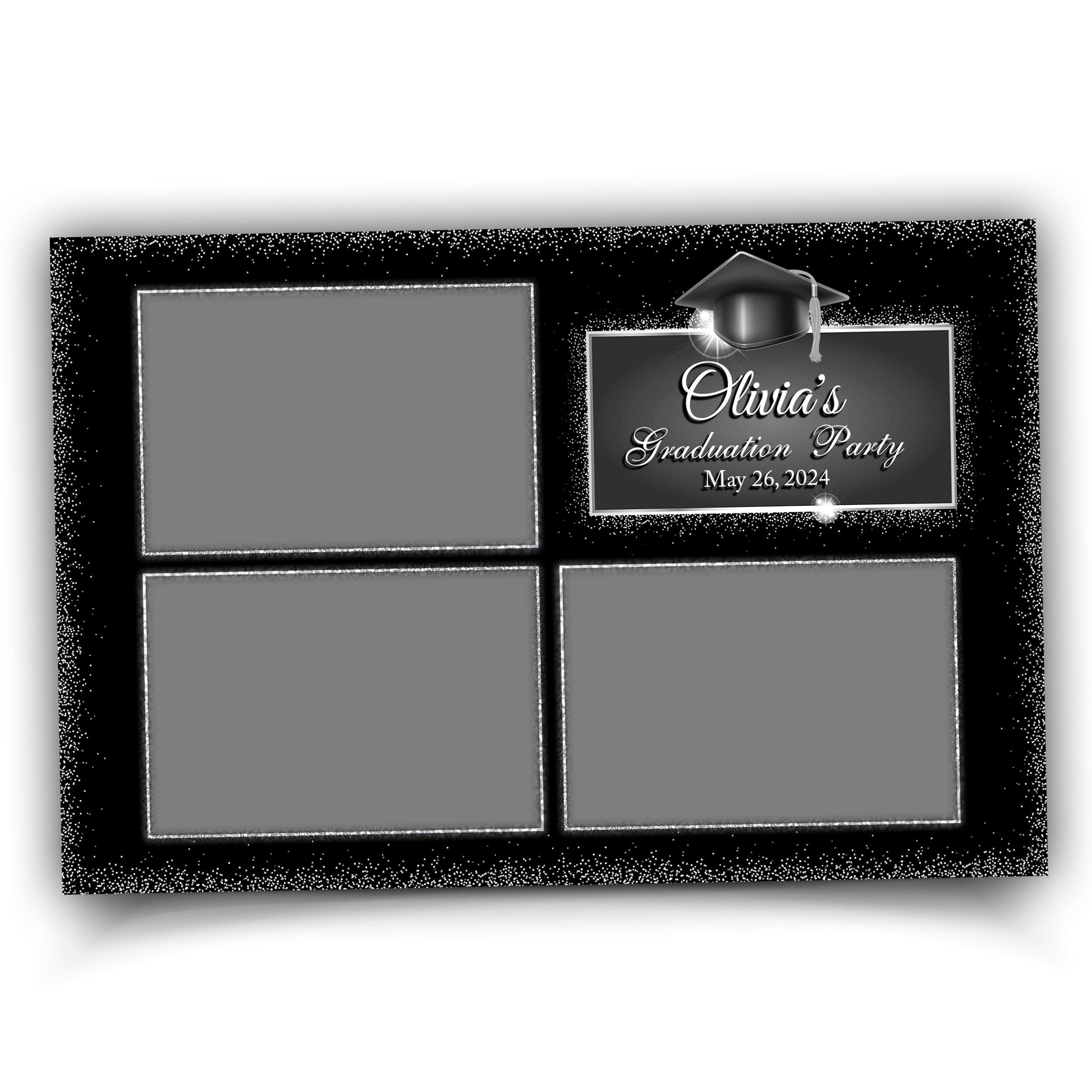 Graduation Photo Booth Template, Grad Photobooth Template, Class of, Prom, Black Silver 548