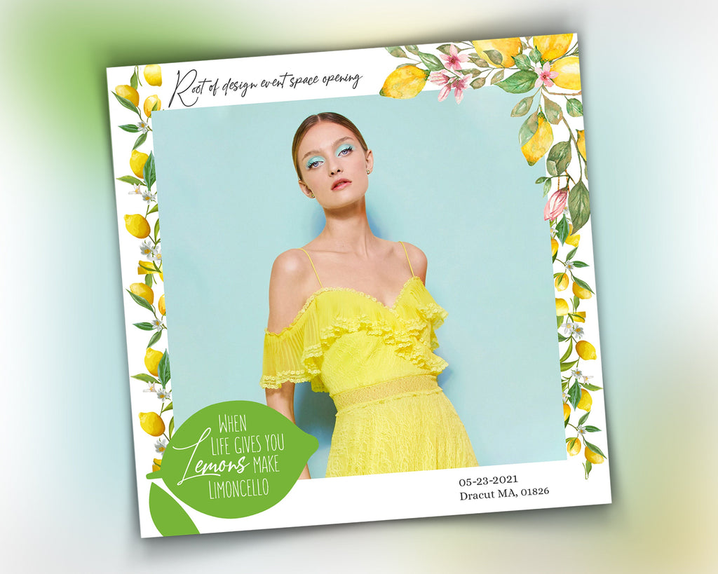 Limoncello Theme 1600x1600 square photo booth template , When life gives you Lemons, make Limoncello ,