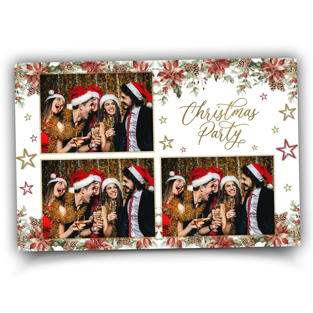 Christmas Photobooth Template, Holiday Photo Booth, Merry Christmas, Xmas, New Year Party, Poinsettia 1418