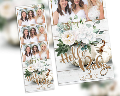 Baby shower Photo Booth Template hello baby welcoming baby baby boy baby girl birthday pumpkin floral 2x6 Photobooth Template