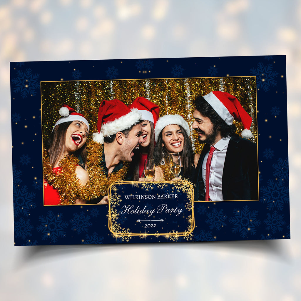 Christmas Photobooth Template 4x6 Landscape Navy Blue & Gold Photo booth Xmas Holiday Party 2023 4x6 single shot happy new year's eve 2024