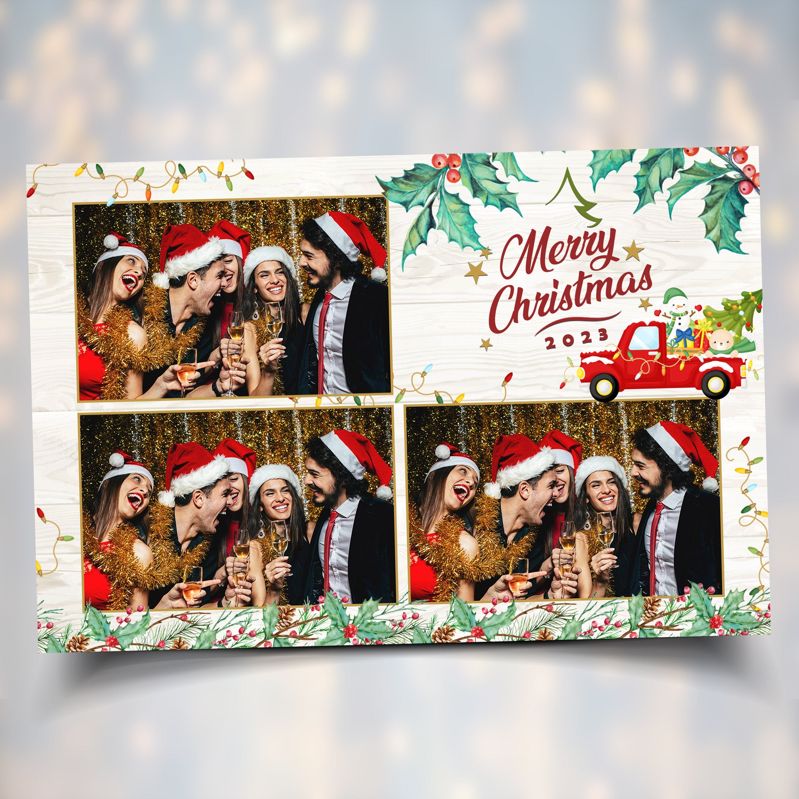 Christmas Truck Photo Booth Template Holiday Photobooth Merry Christmas New Year Xmas