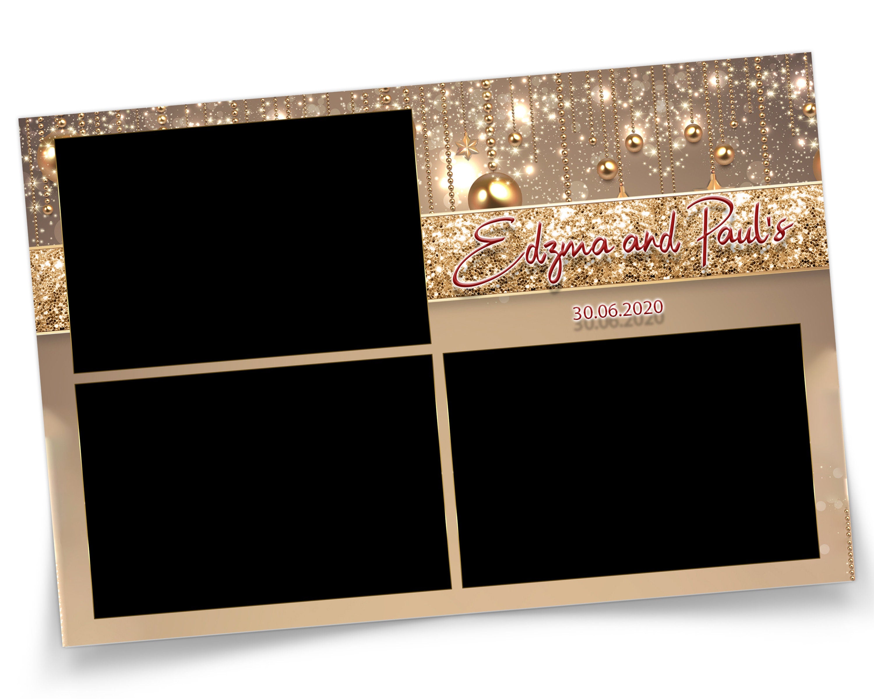 Photobooth Template Golden Wedding anniversary gold photo booth template Bridal Party Birthday 4x6 PSD PNG XBDR