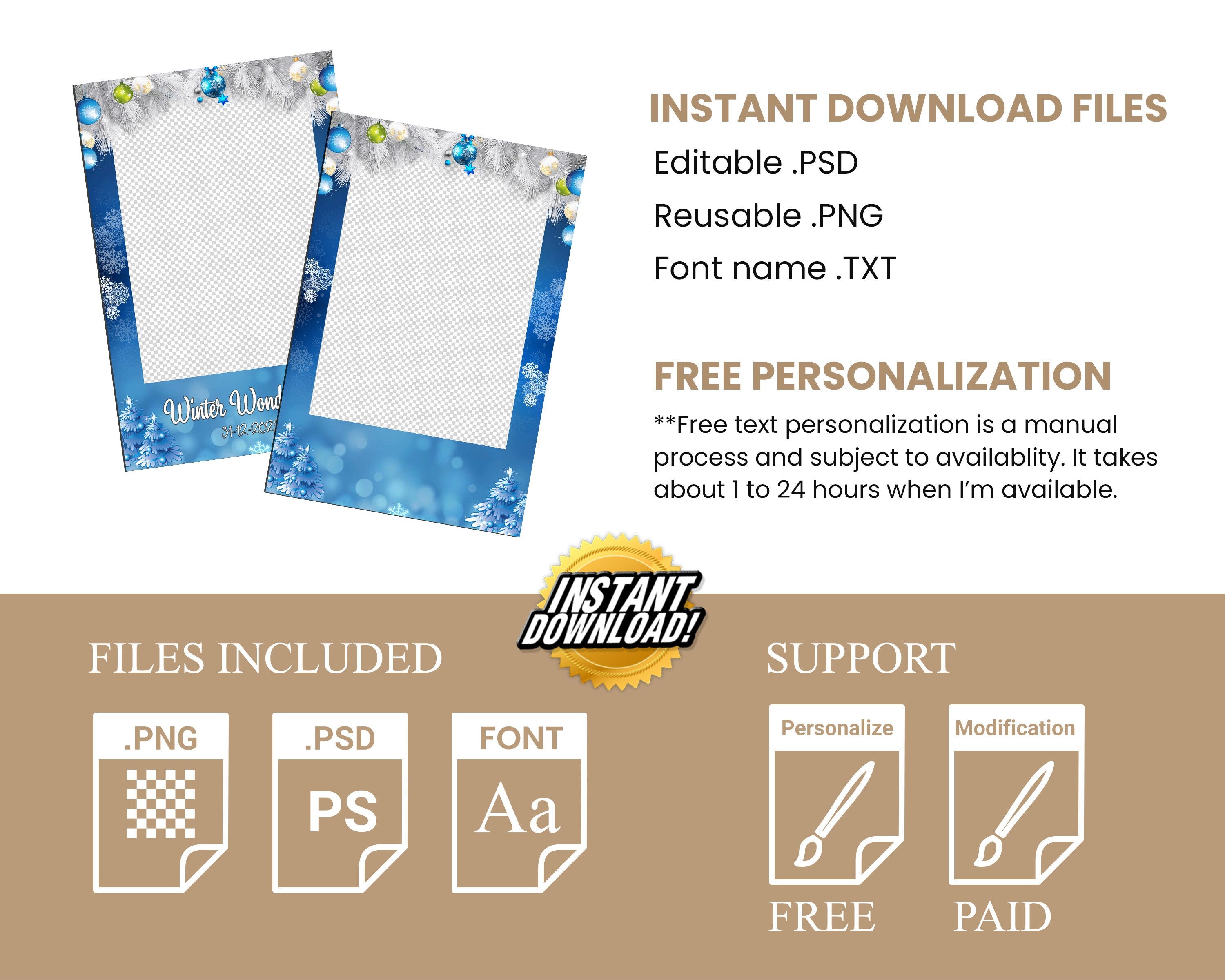 Winter Wonderland & Merry Christmas Holiday Party Photobooth Template, New Year 2023 4x6 Portrait mirror booth white pine tree snow flakes