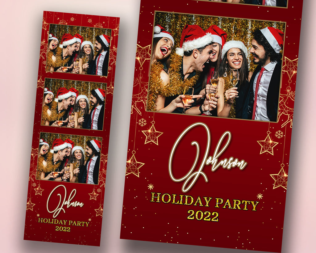 Christmas Photobooth Template Merry Christmas and New Year Strip Winter Wonderland and Holiday Photobooth Template Gold Black Silver 2x6