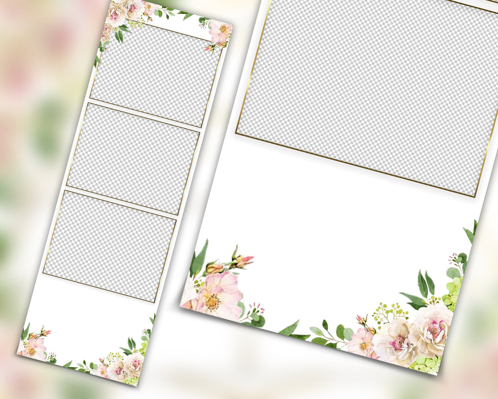 Wedding Photobooth Template, Floral Photobooth Template, 2x6 Wedding Photo booth Template, Sweet Sixteen, Sweet 16, Bridal Shower, 2x6